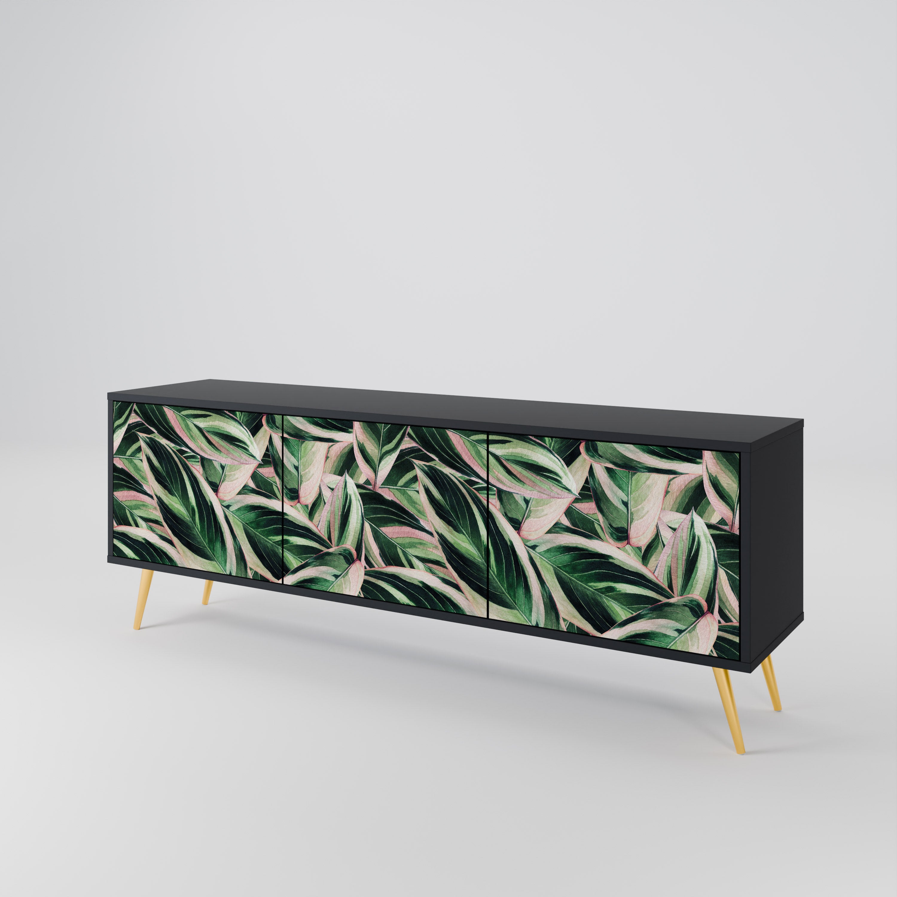 EERIE STROMANTHE 3-Door TV Stand in Black Finish