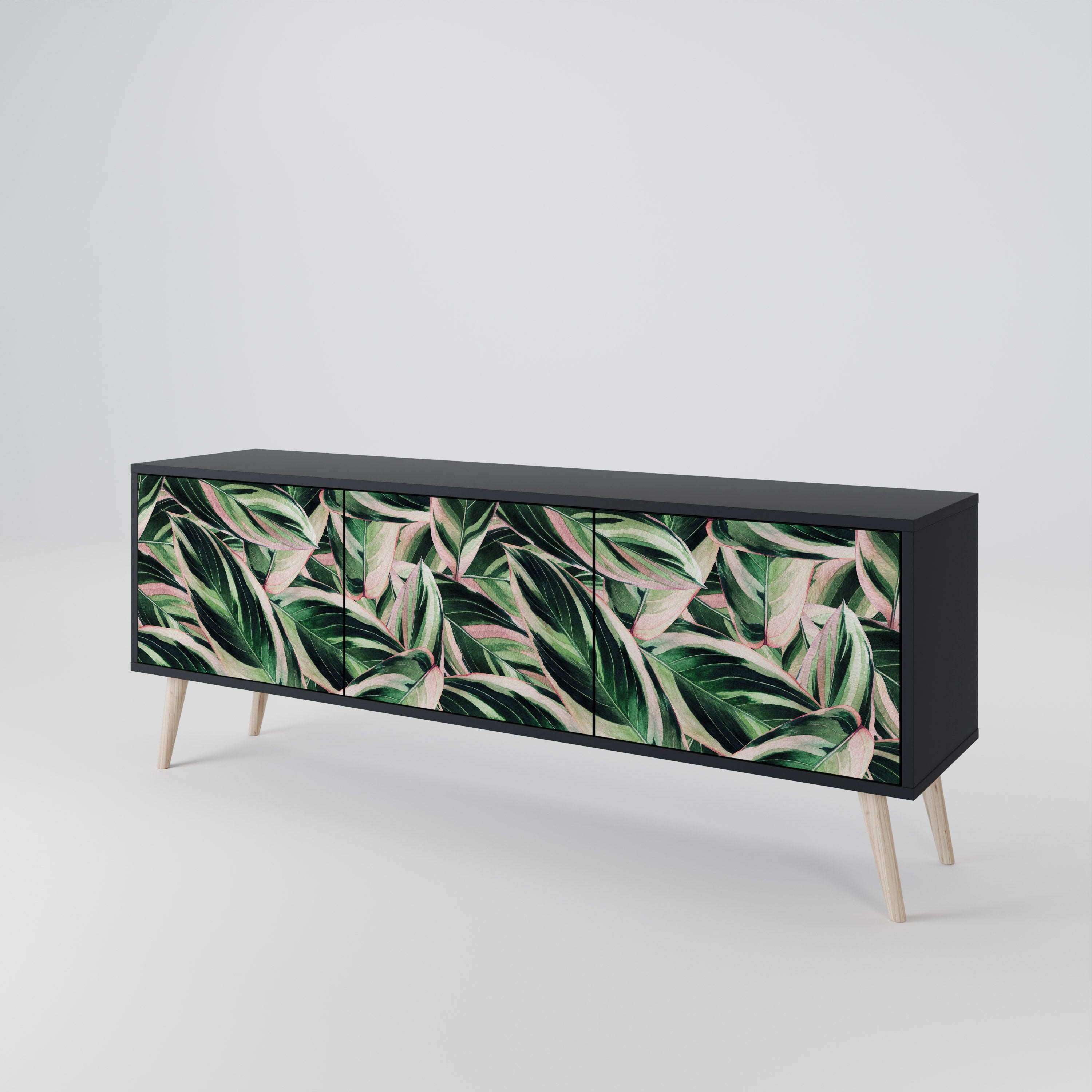 EERIE STROMANTHE 3-Door TV Stand in Black Finish