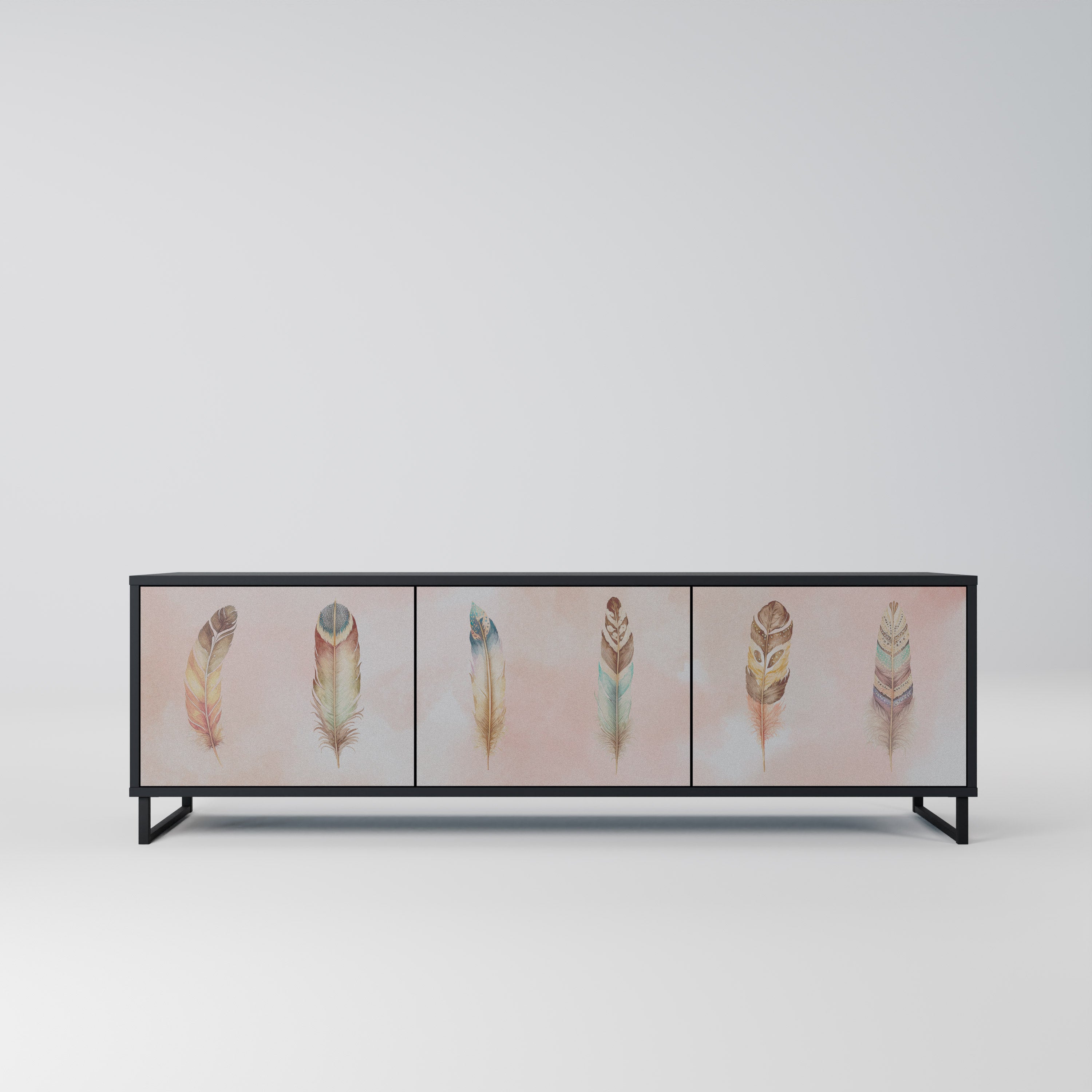 THE DELIQUESCE 3-Door TV Stand in Black Finish