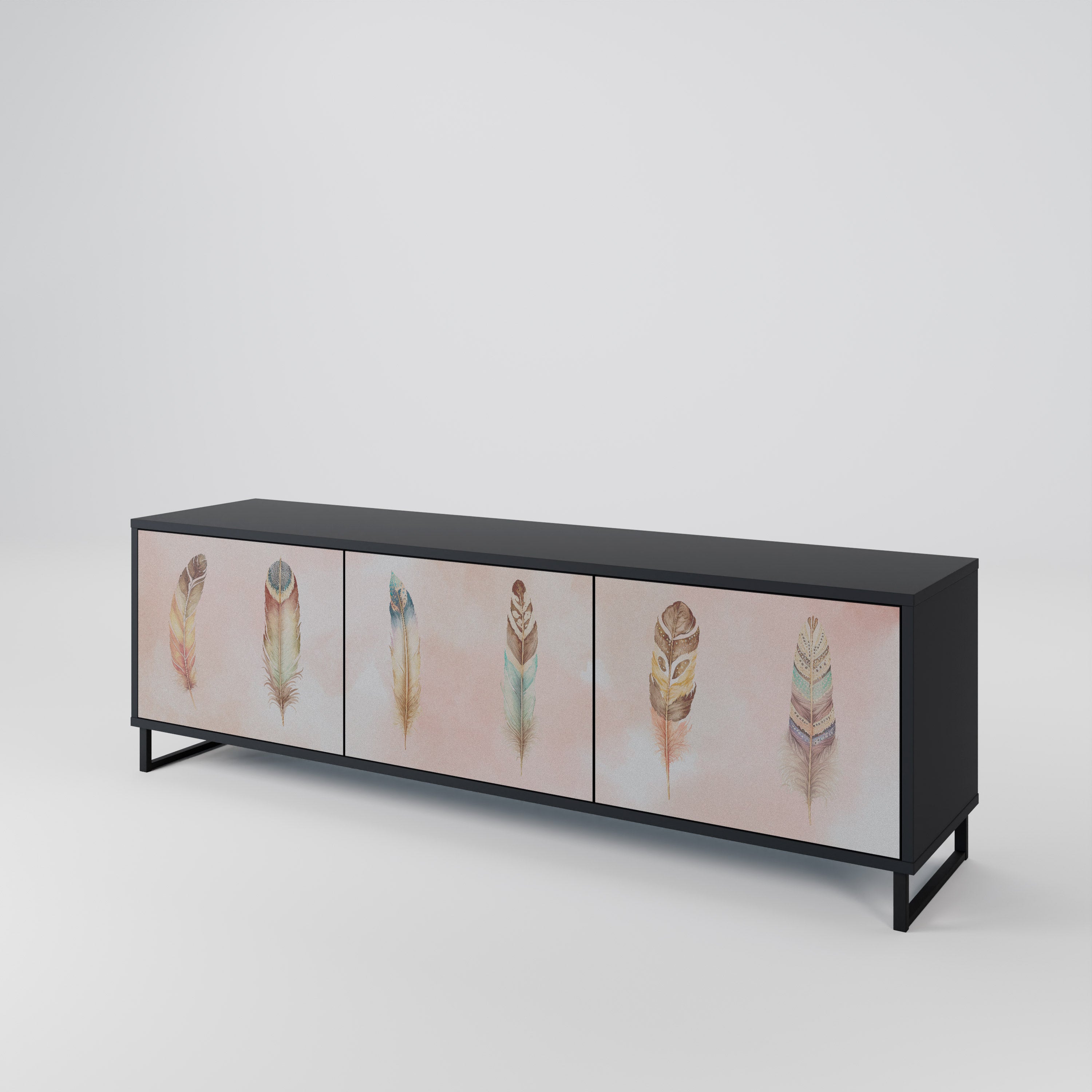 THE DELIQUESCE 3-Door TV Stand in Black Finish