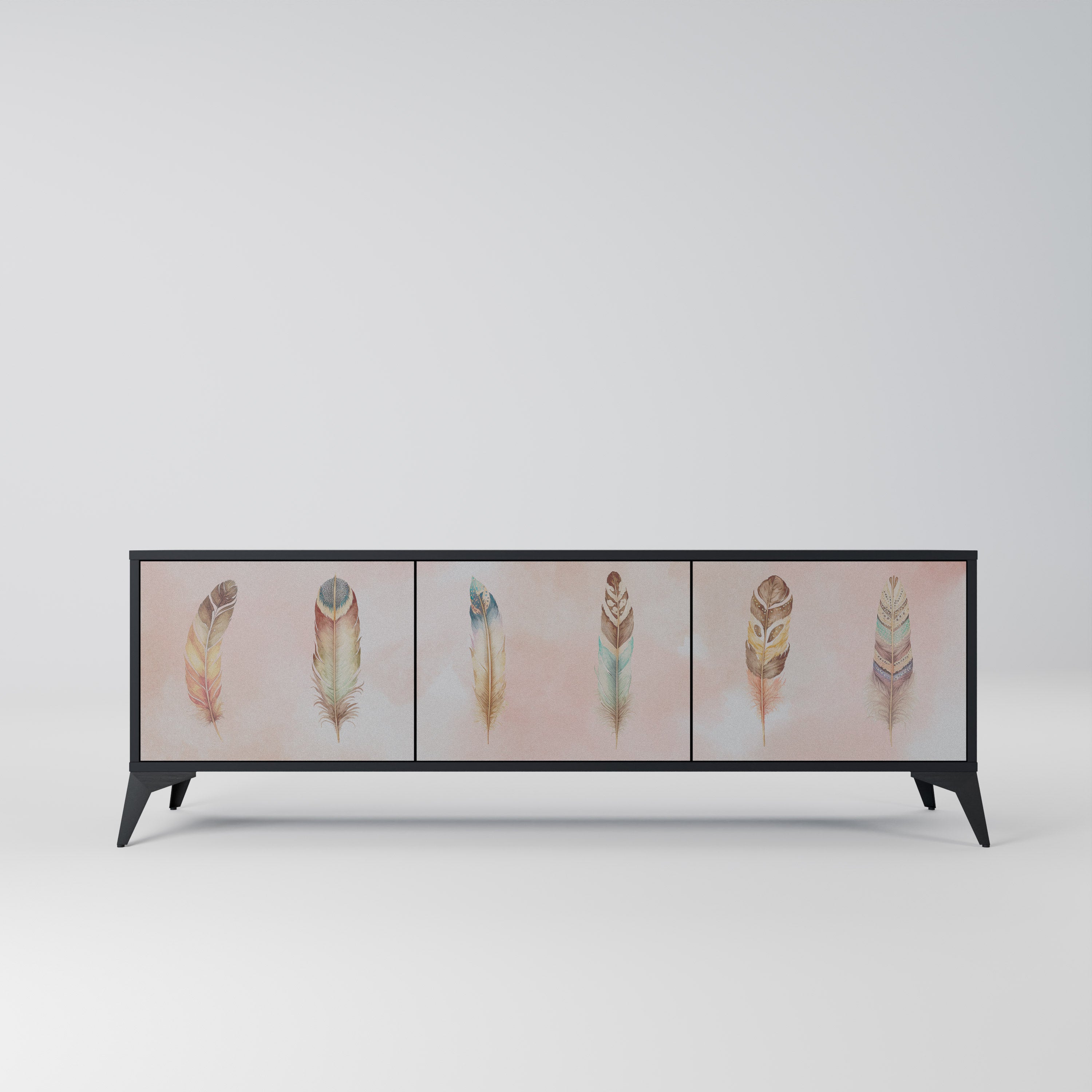 THE DELIQUESCE 3-Door TV Stand in Black Finish