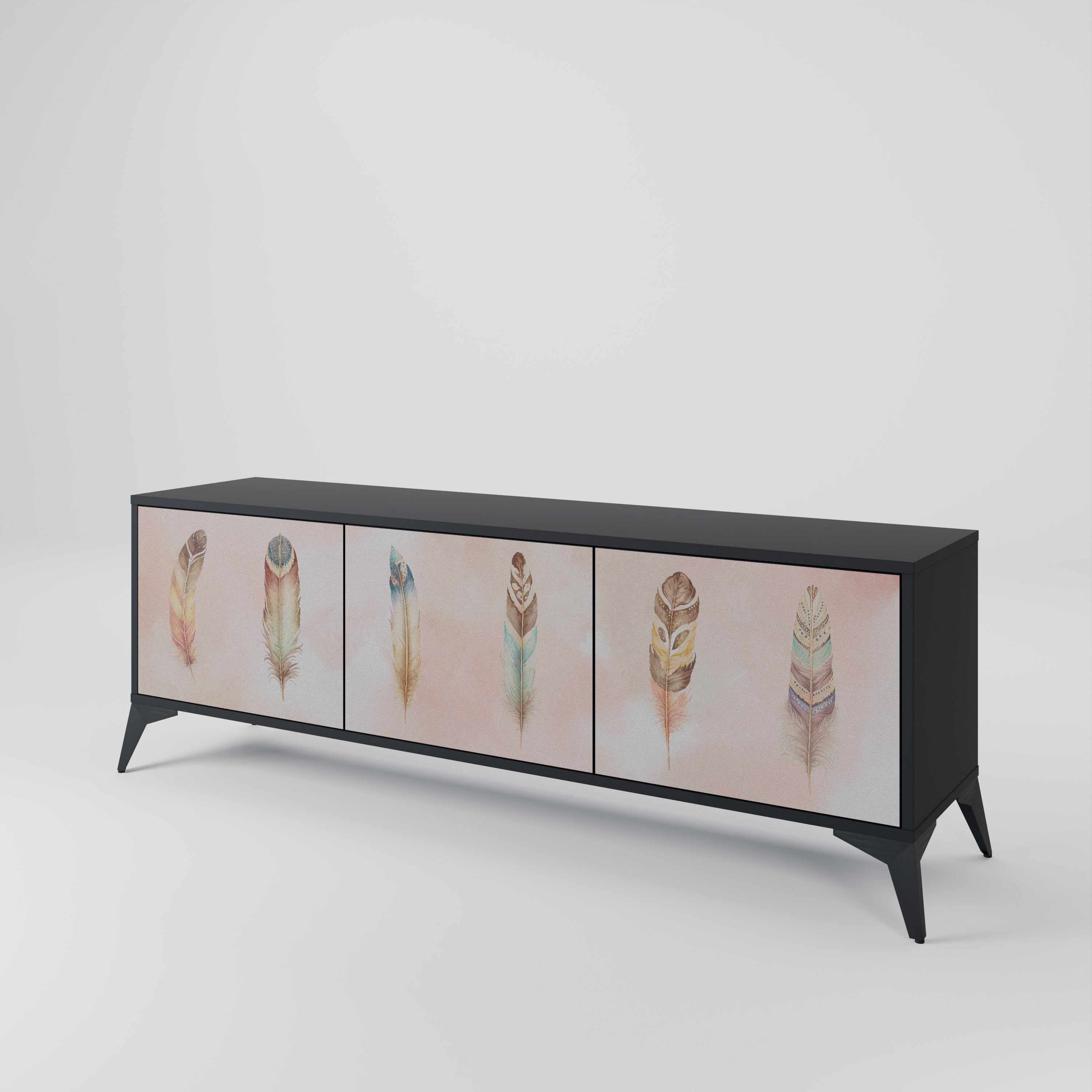 THE DELIQUESCE 3-Door TV Stand in Black Finish