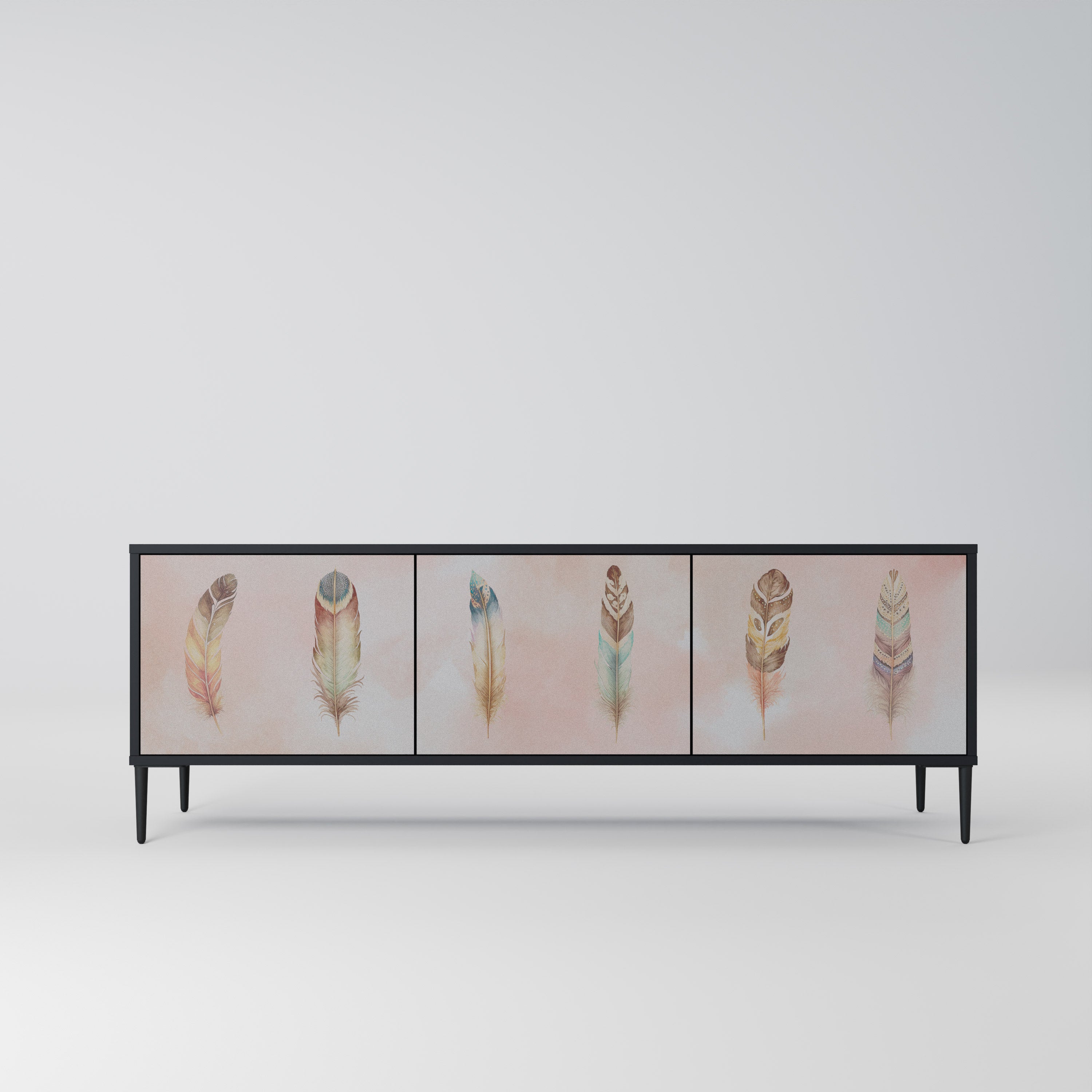 THE DELIQUESCE 3-Door TV Stand in Black Finish