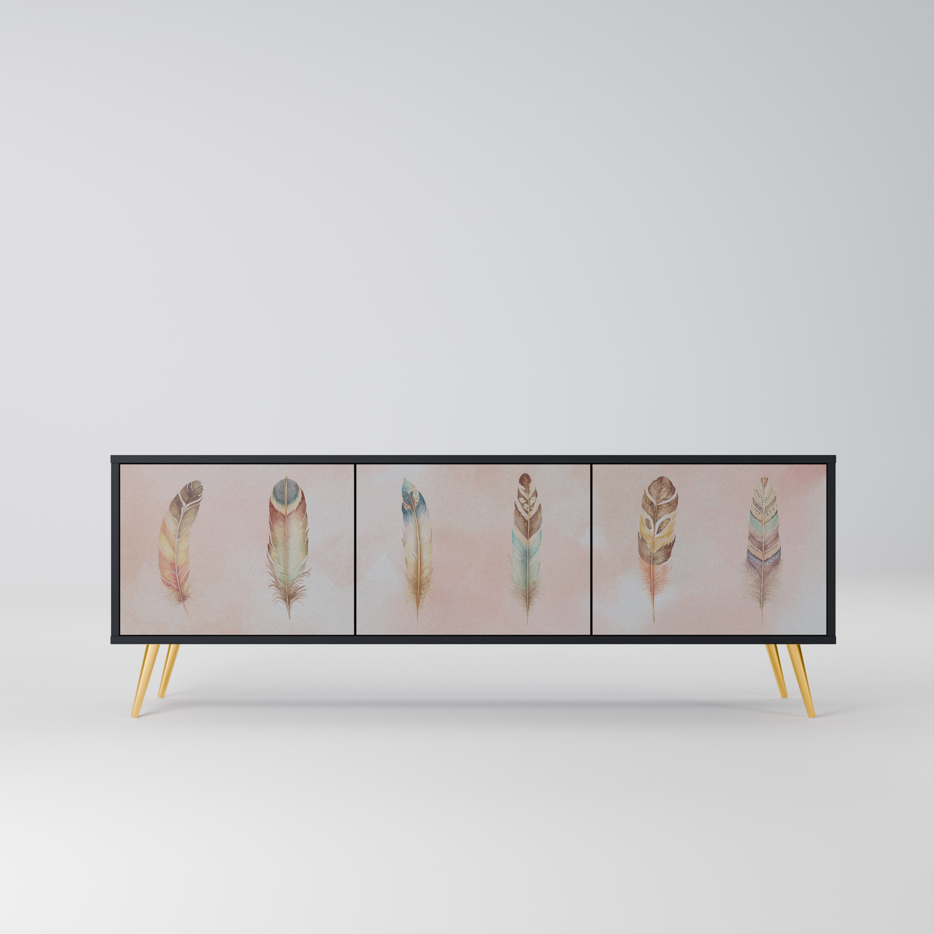THE DELIQUESCE 3-Door TV Stand in Black Finish