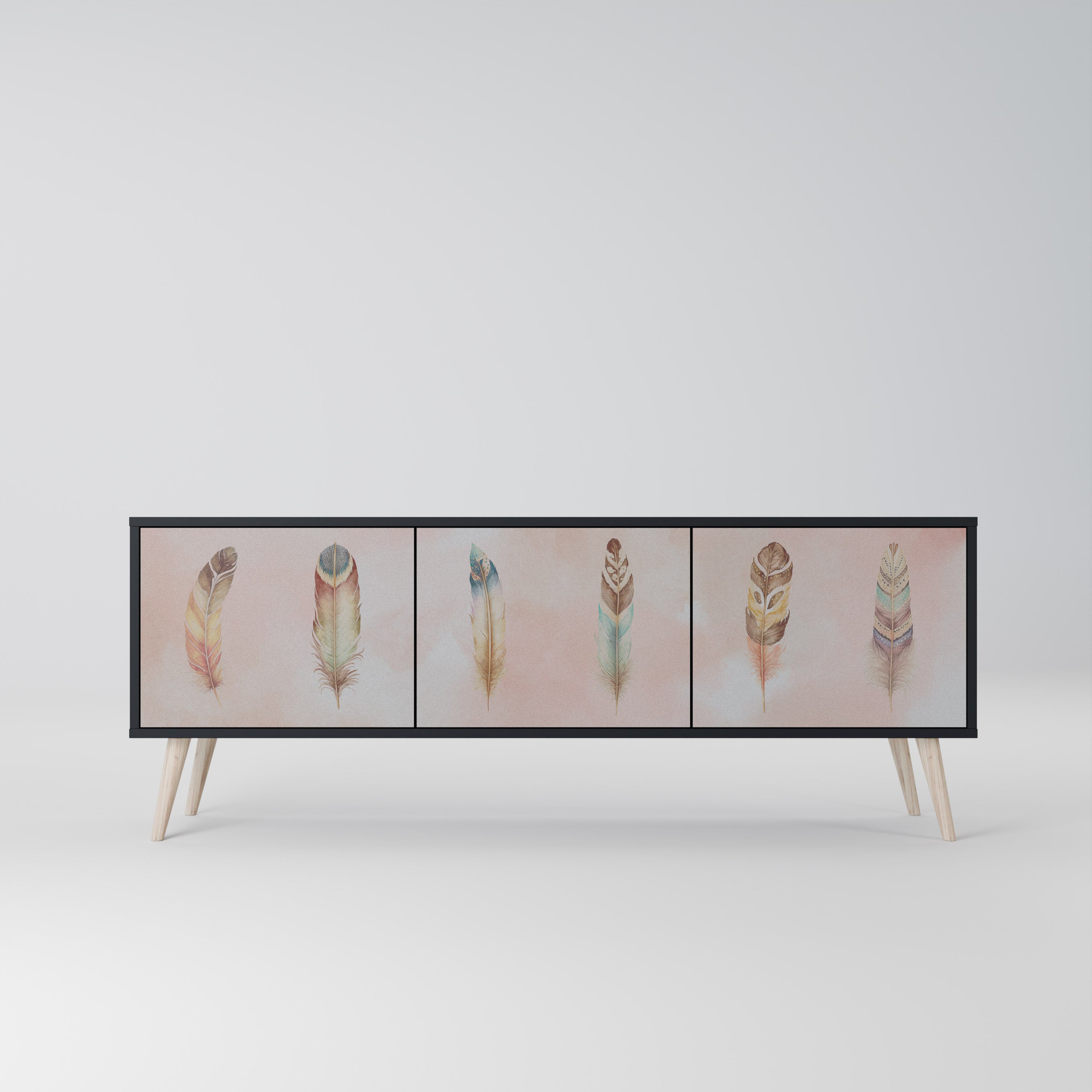 THE DELIQUESCE 3-Door TV Stand in Black Finish