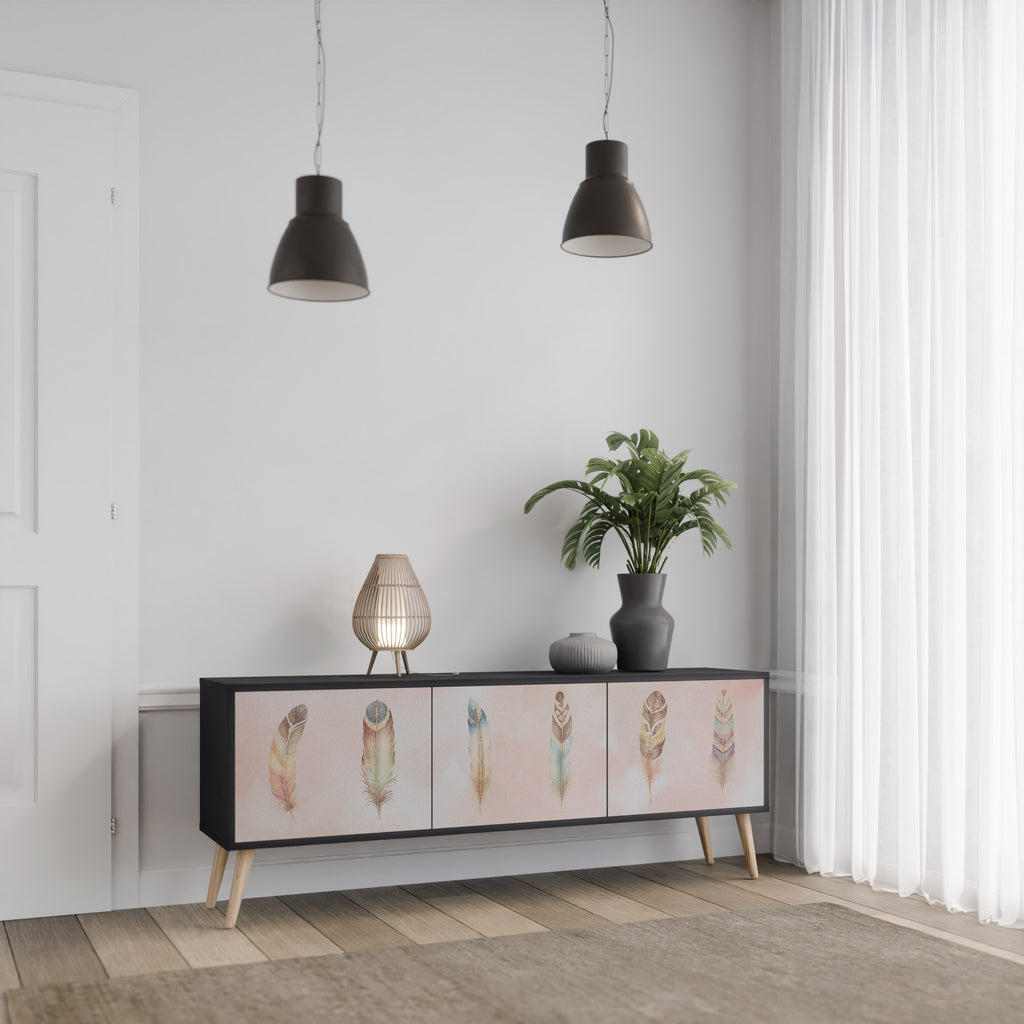 THE DELIQUESCE 3-Door TV Stand in Black Finish