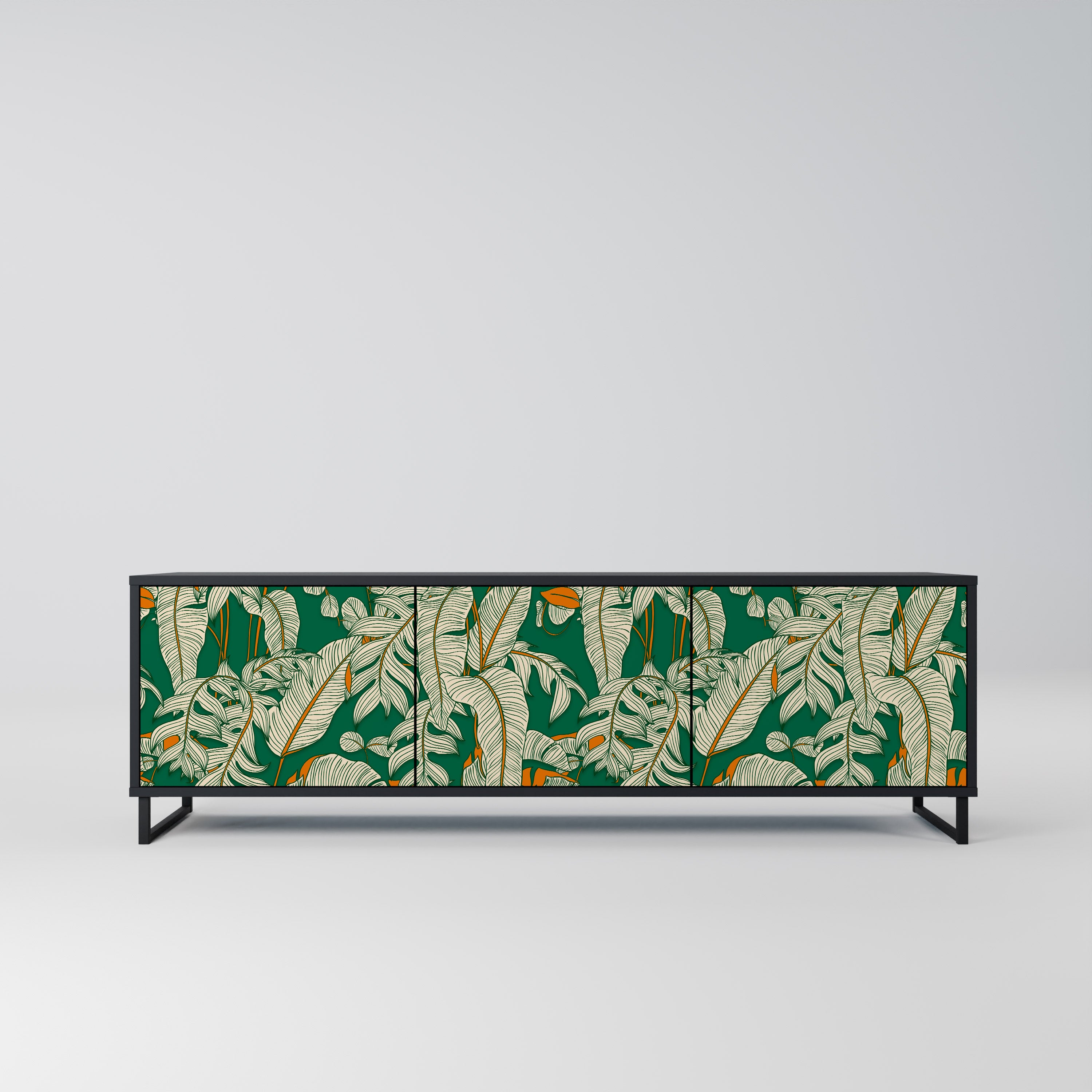 VERDANT PLEASURES 3-Door TV Stand in Black Finish