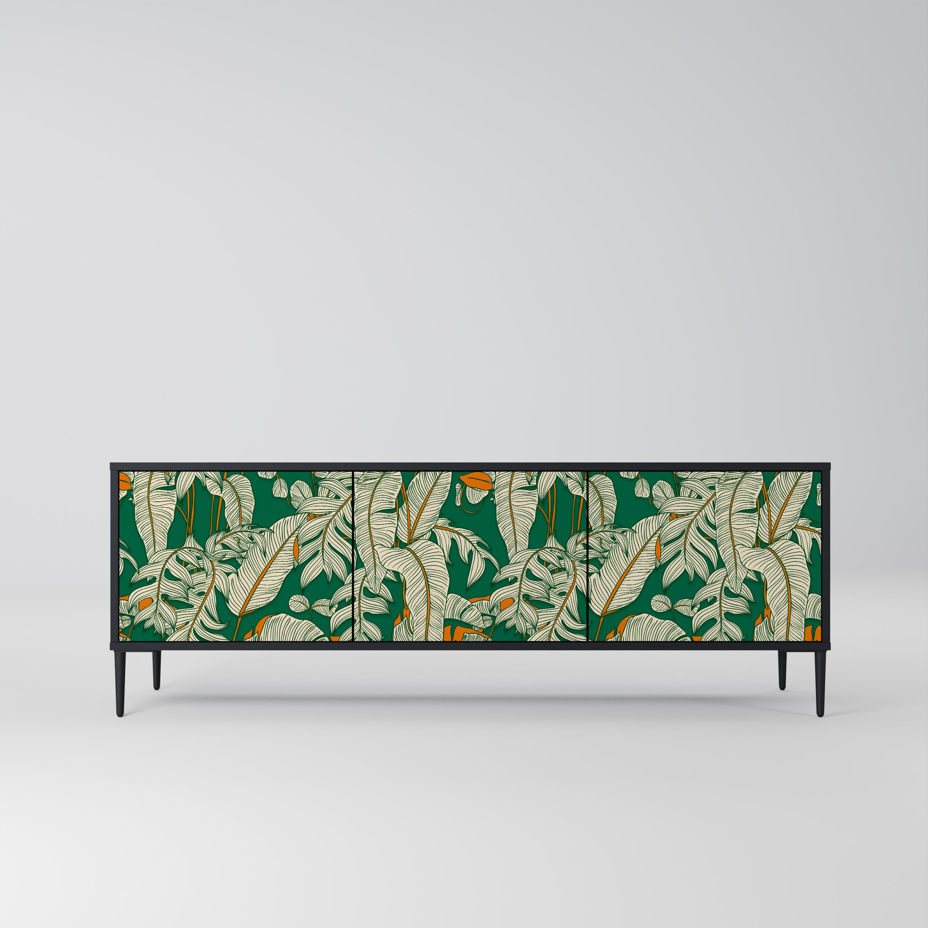 VERDANT PLEASURES 3-Door TV Stand in Black Finish