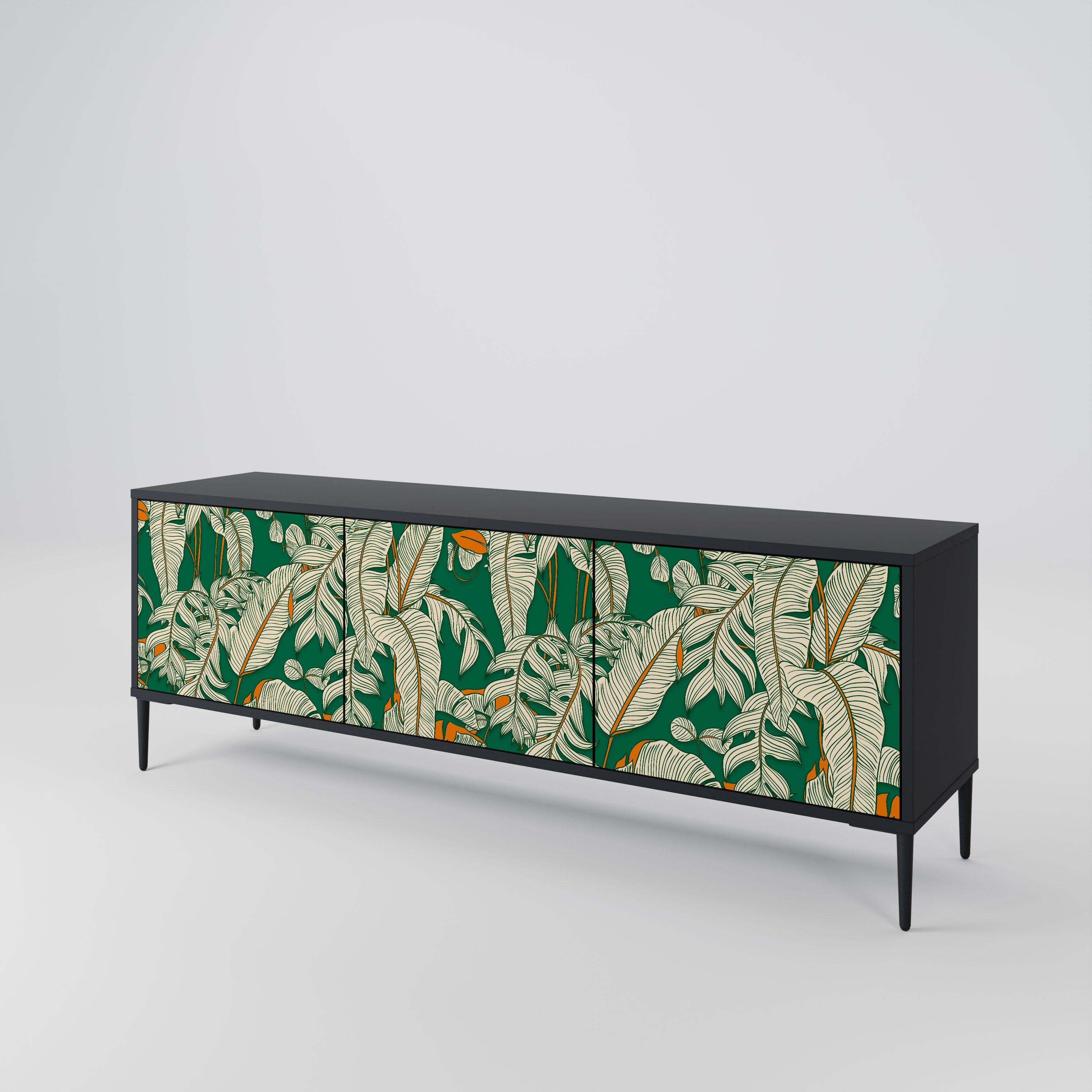 VERDANT PLEASURES 3-Door TV Stand in Black Finish