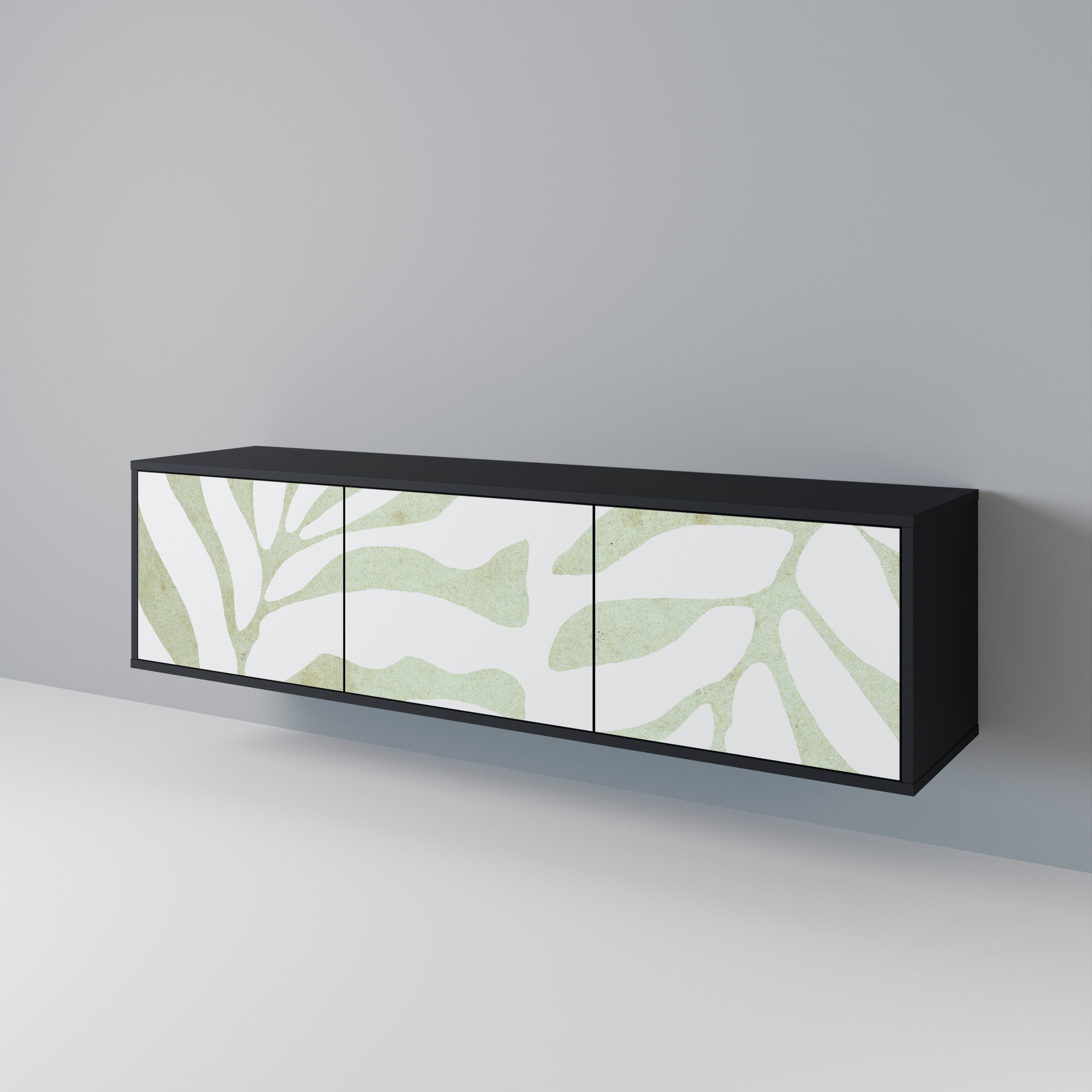 BOTANICAL SPARK 3-Door TV Stand in Black Finish