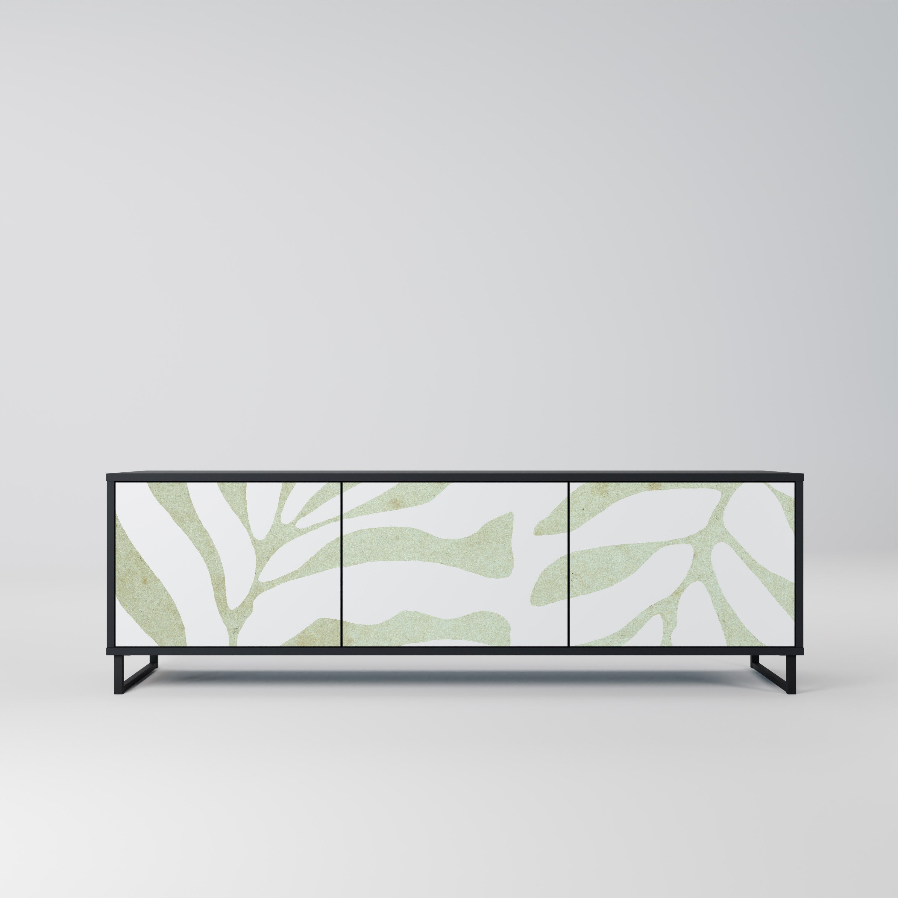 BOTANICAL SPARK 3-Door TV Stand in Black Finish