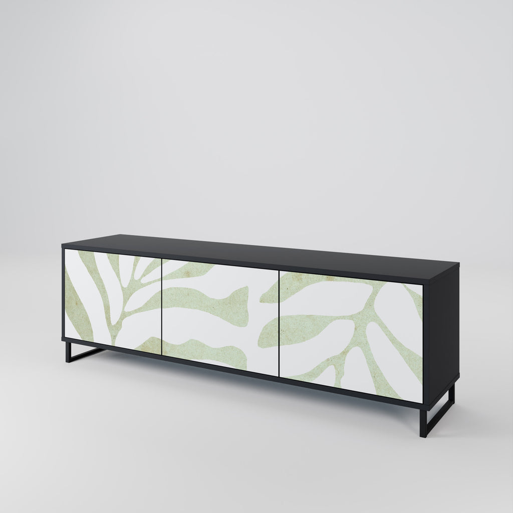 BOTANICAL SPARK 3-Door TV Stand in Black Finish