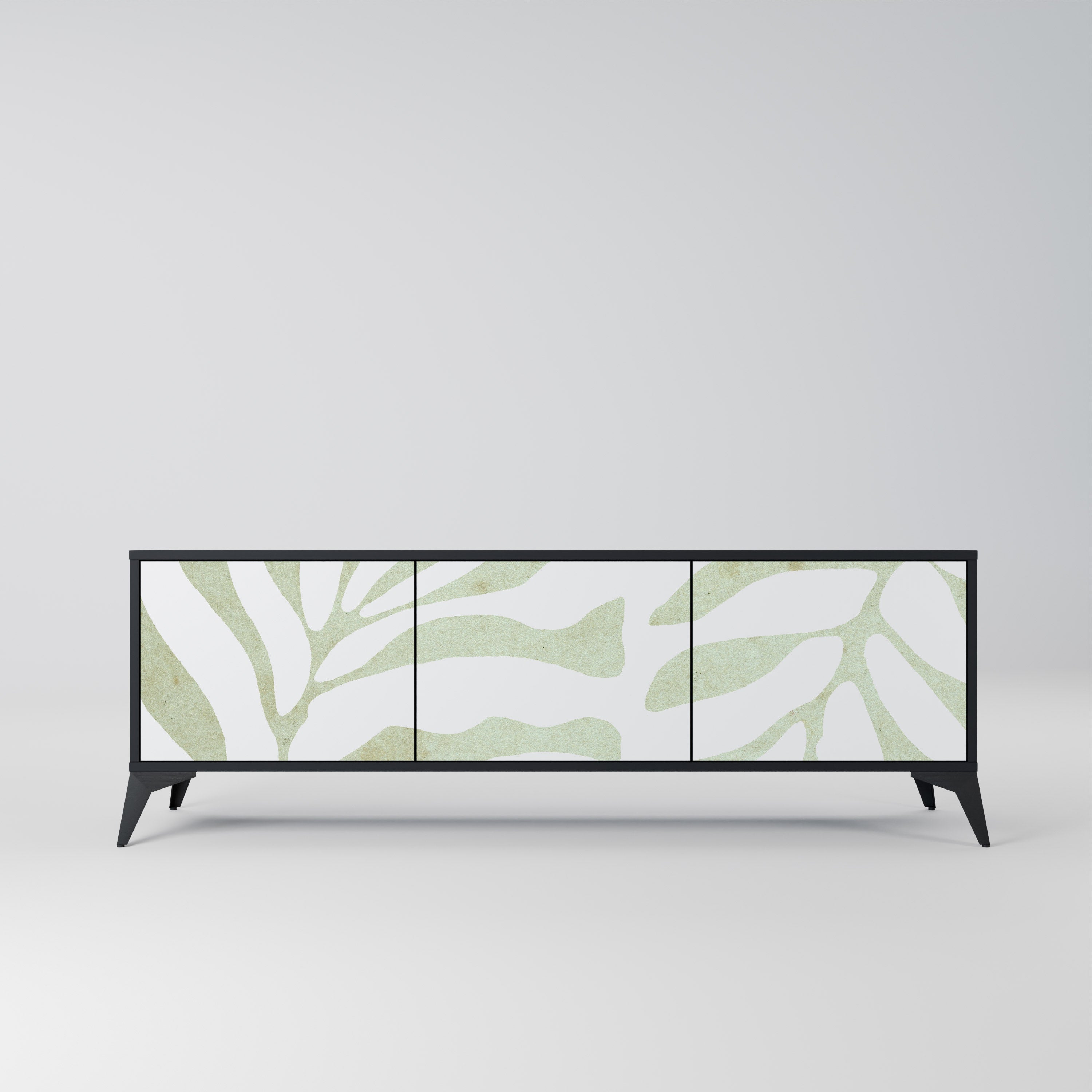 BOTANICAL SPARK 3-Door TV Stand in Black Finish