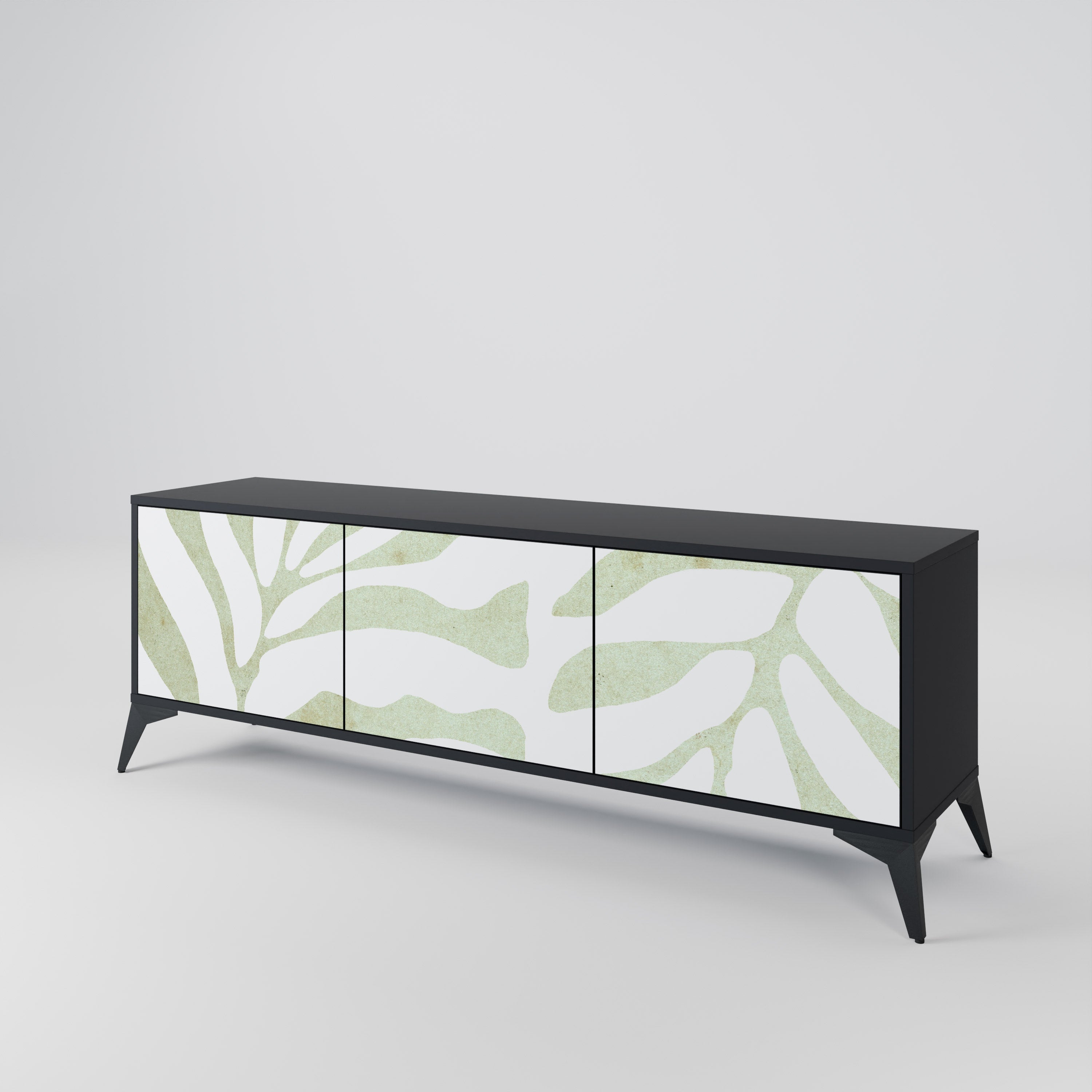 BOTANICAL SPARK 3-Door TV Stand in Black Finish