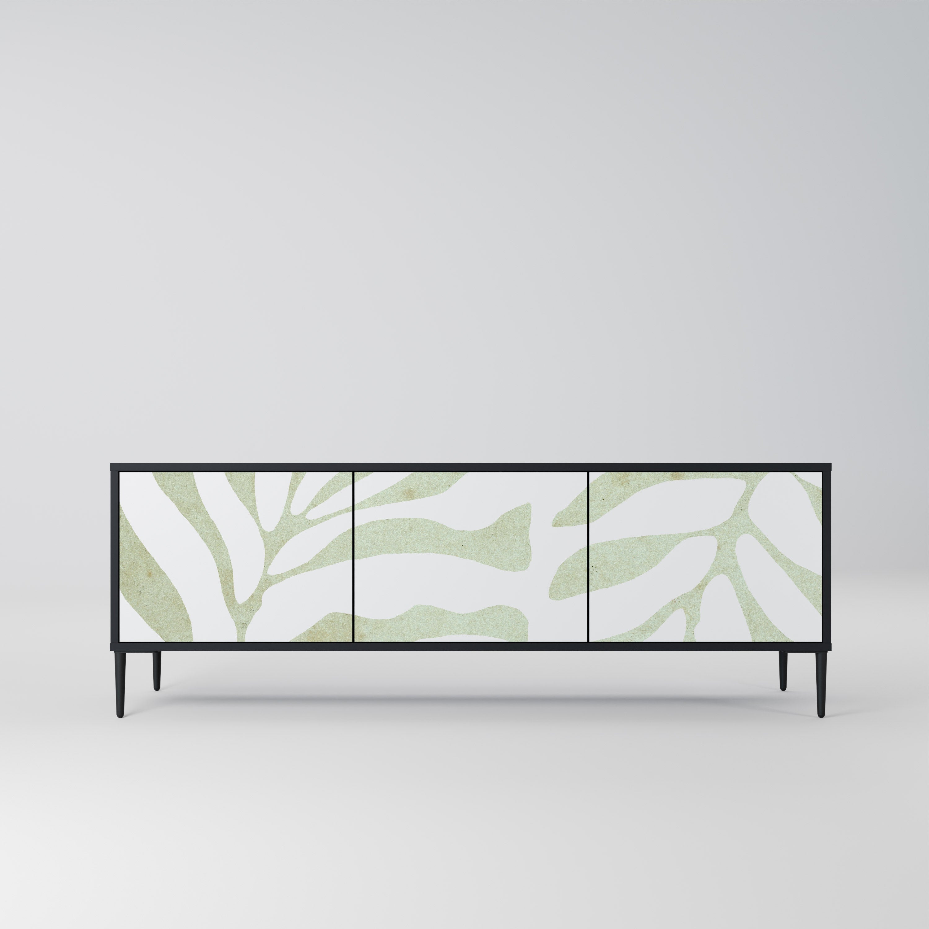 BOTANICAL SPARK 3-Door TV Stand in Black Finish