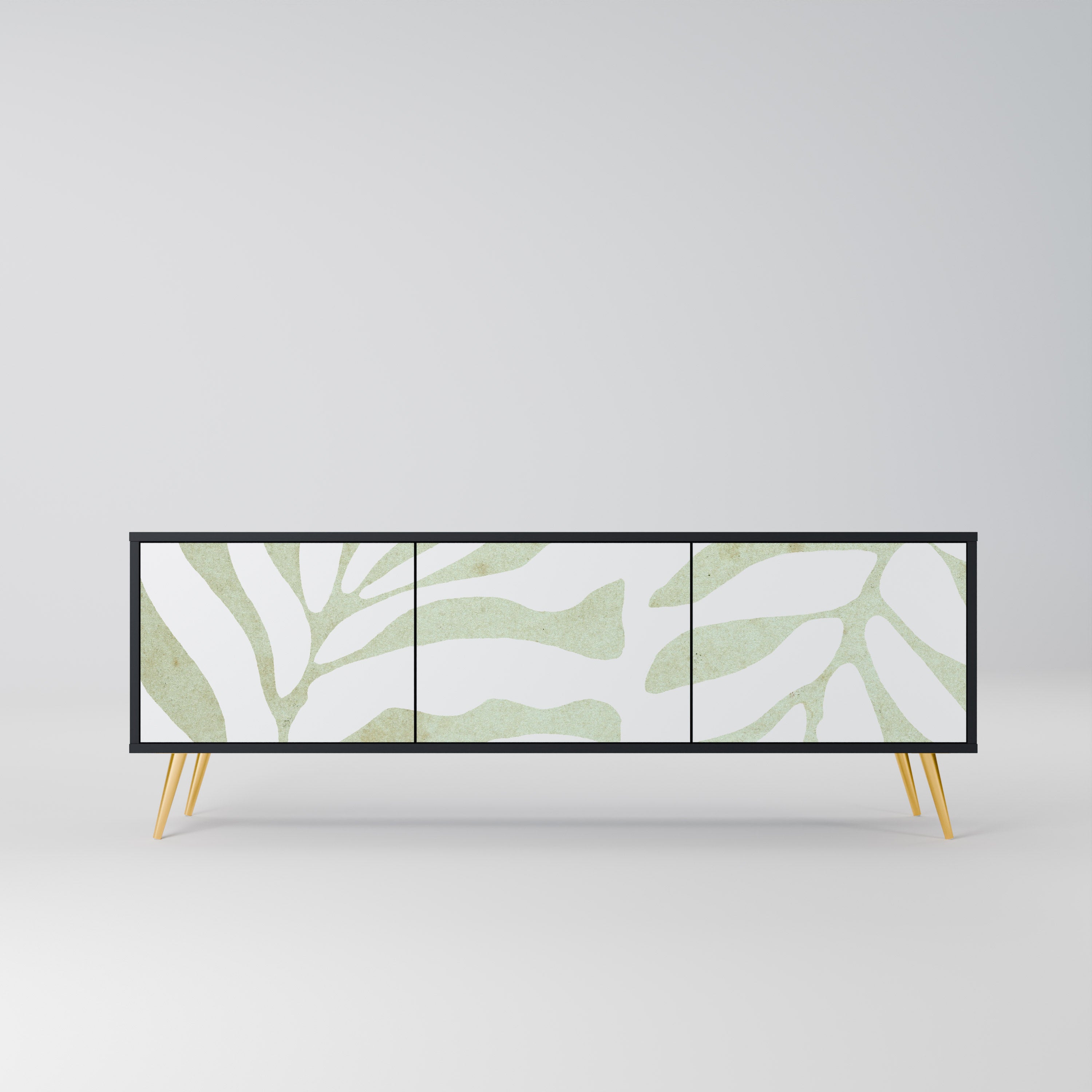 BOTANICAL SPARK 3-Door TV Stand in Black Finish