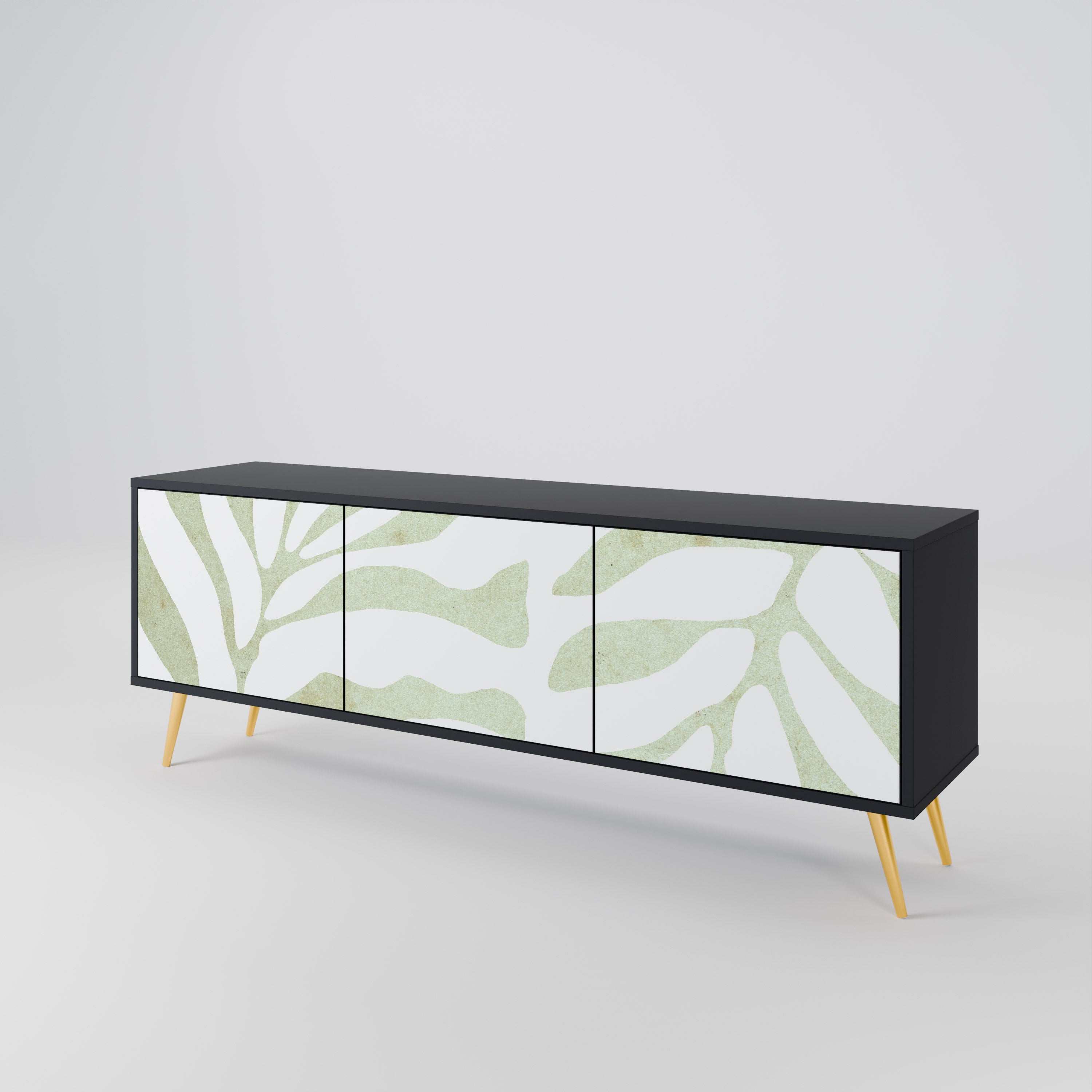 BOTANICAL SPARK 3-Door TV Stand in Black Finish