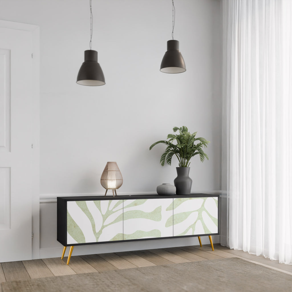 BOTANICAL SPARK 3-Door TV Stand in Black Finish