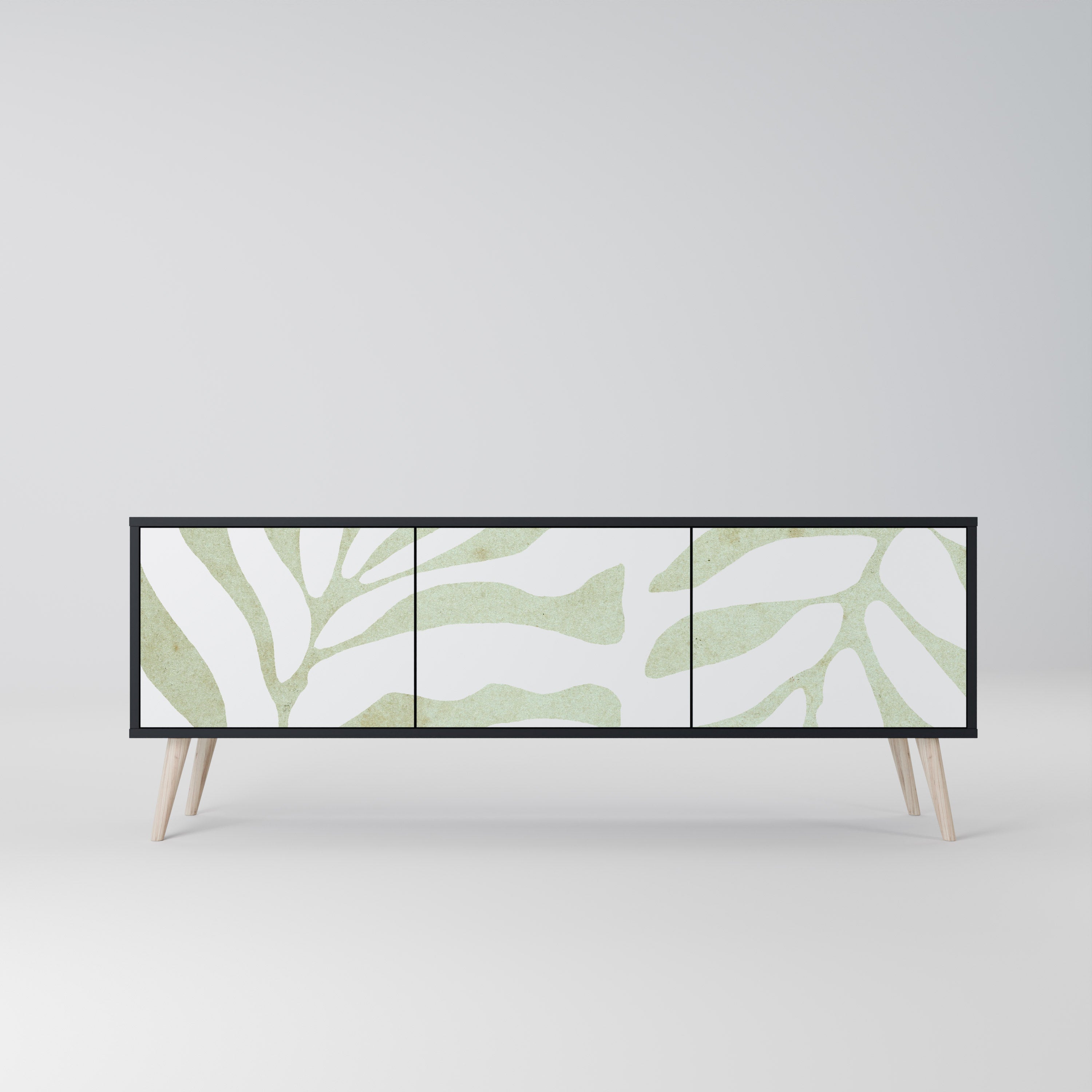 BOTANICAL SPARK 3-Door TV Stand in Black Finish