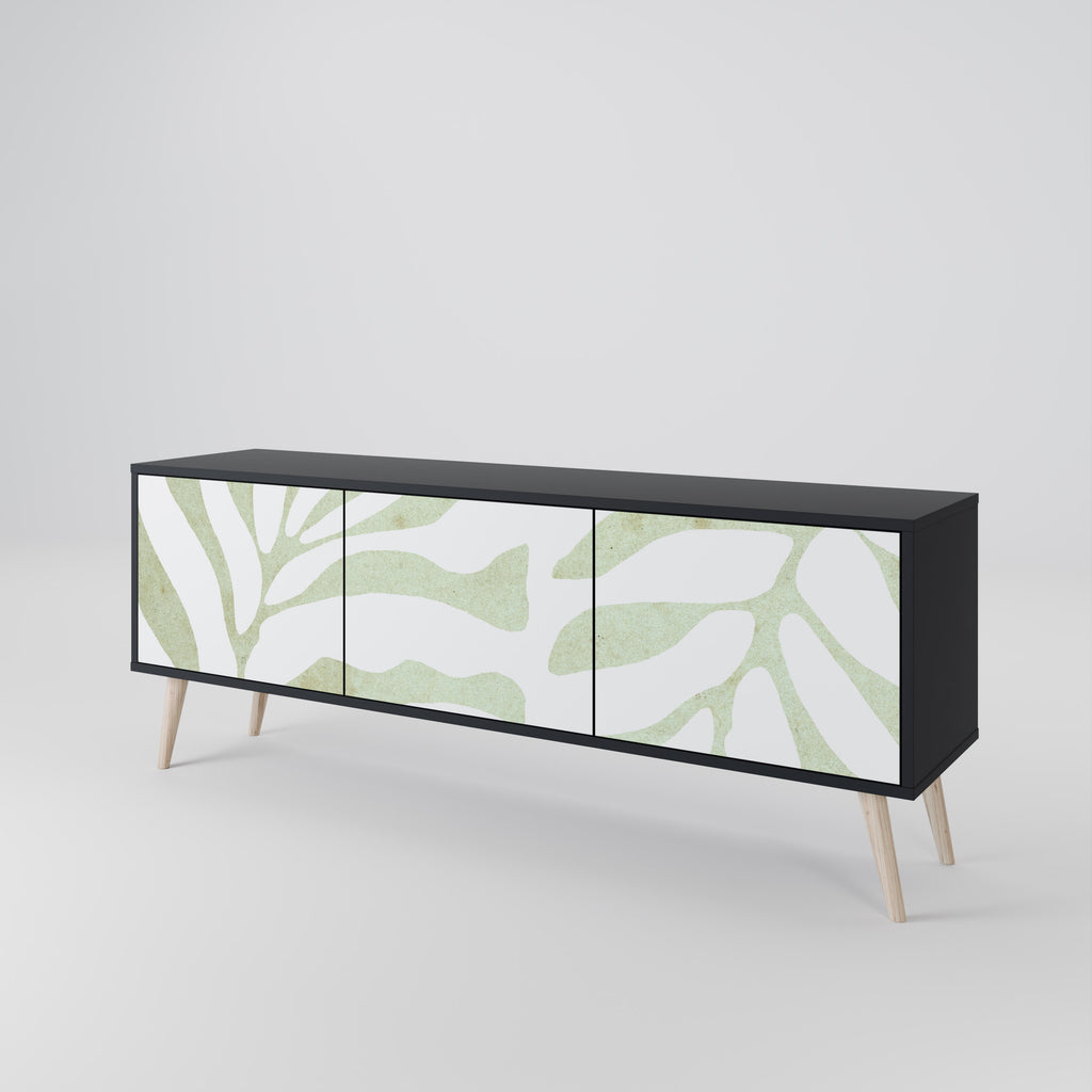 BOTANICAL SPARK 3-Door TV Stand in Black Finish
