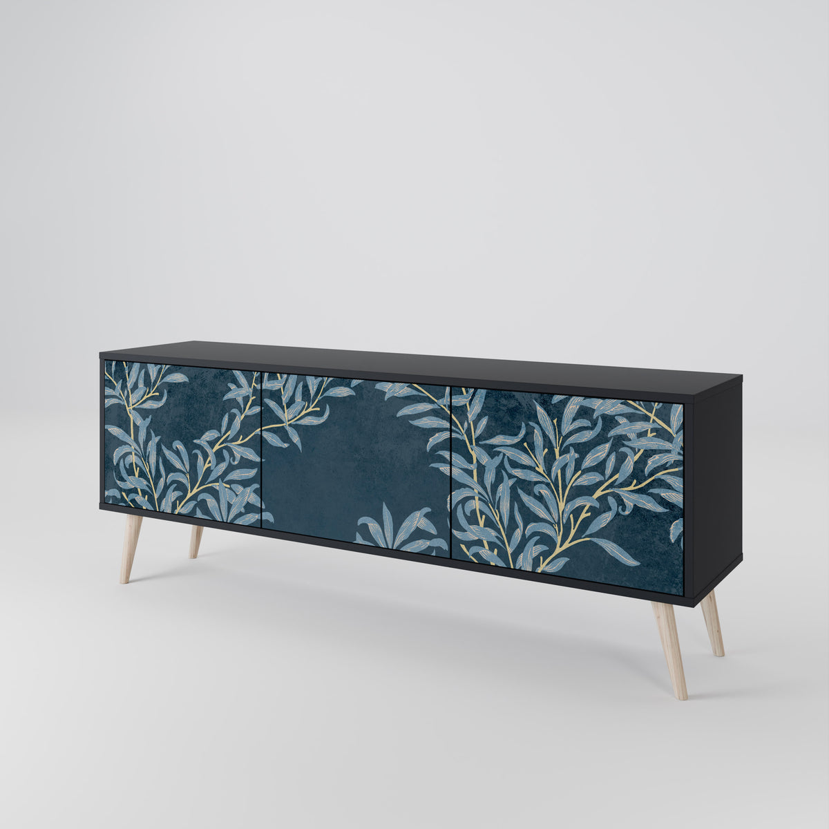 BLUE LEAVES Mueble de TV de 3 Puertas
