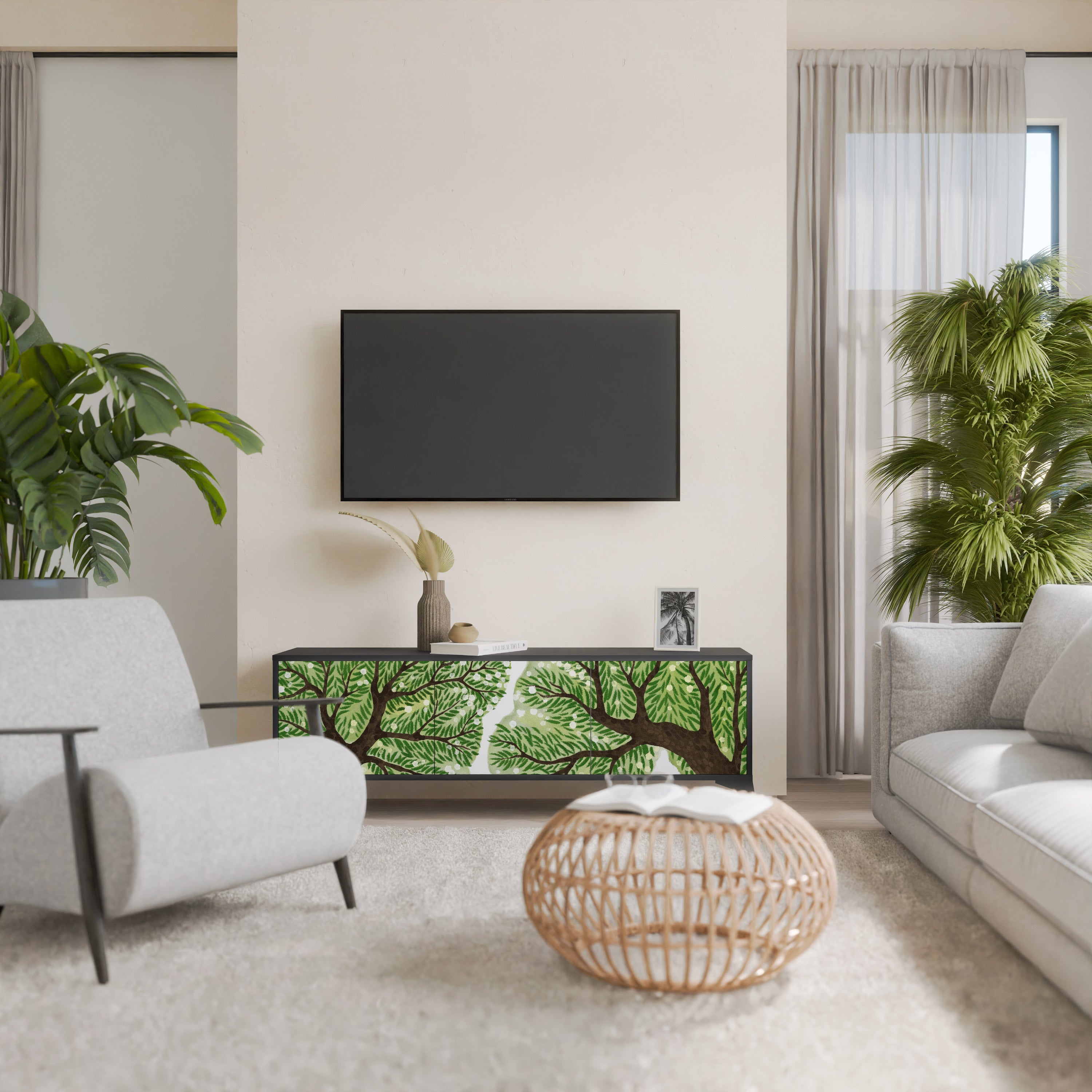 Mueble de TV WILDERNESS DASH de 3 puertas con acabado negro