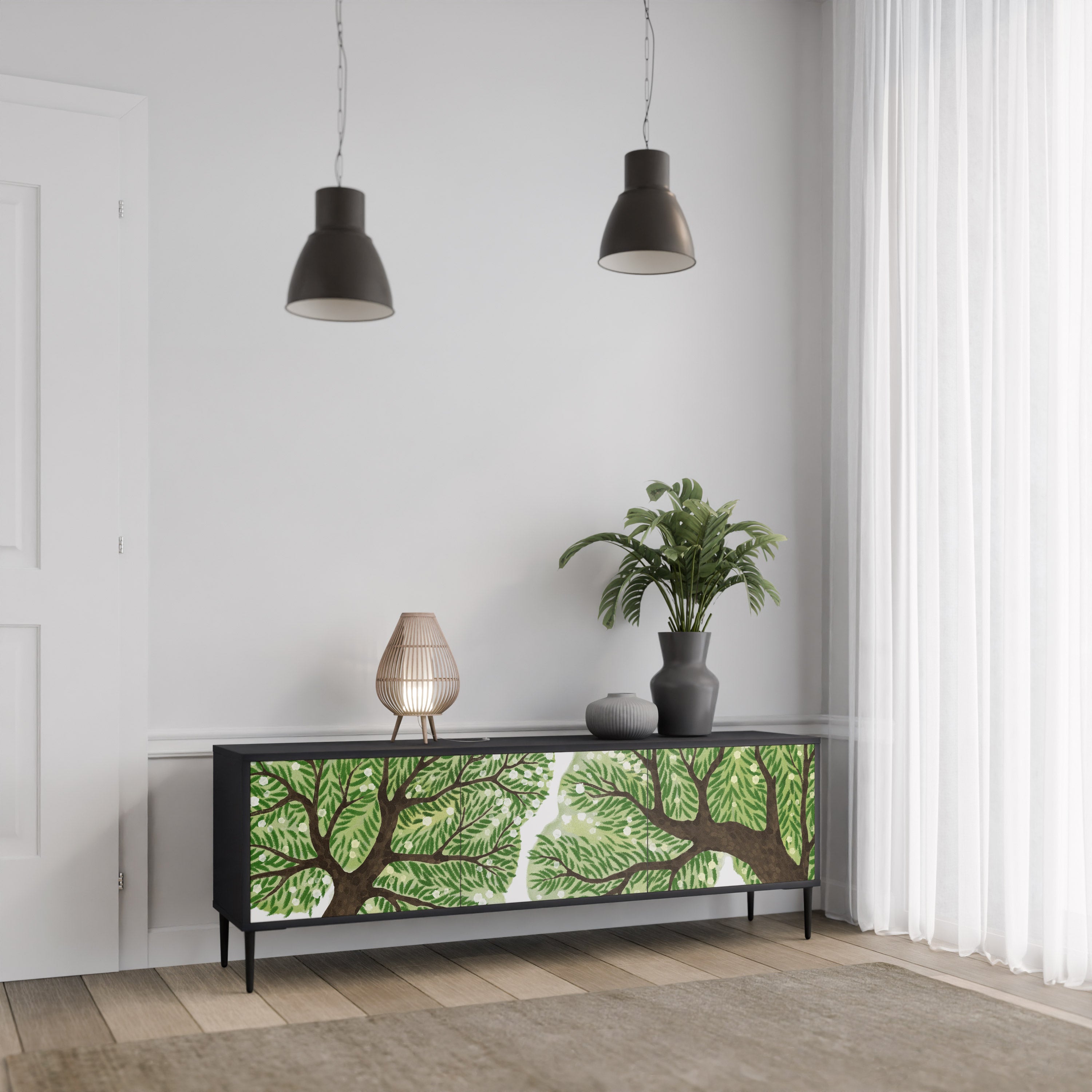Mueble de TV WILDERNESS DASH de 3 puertas con acabado negro