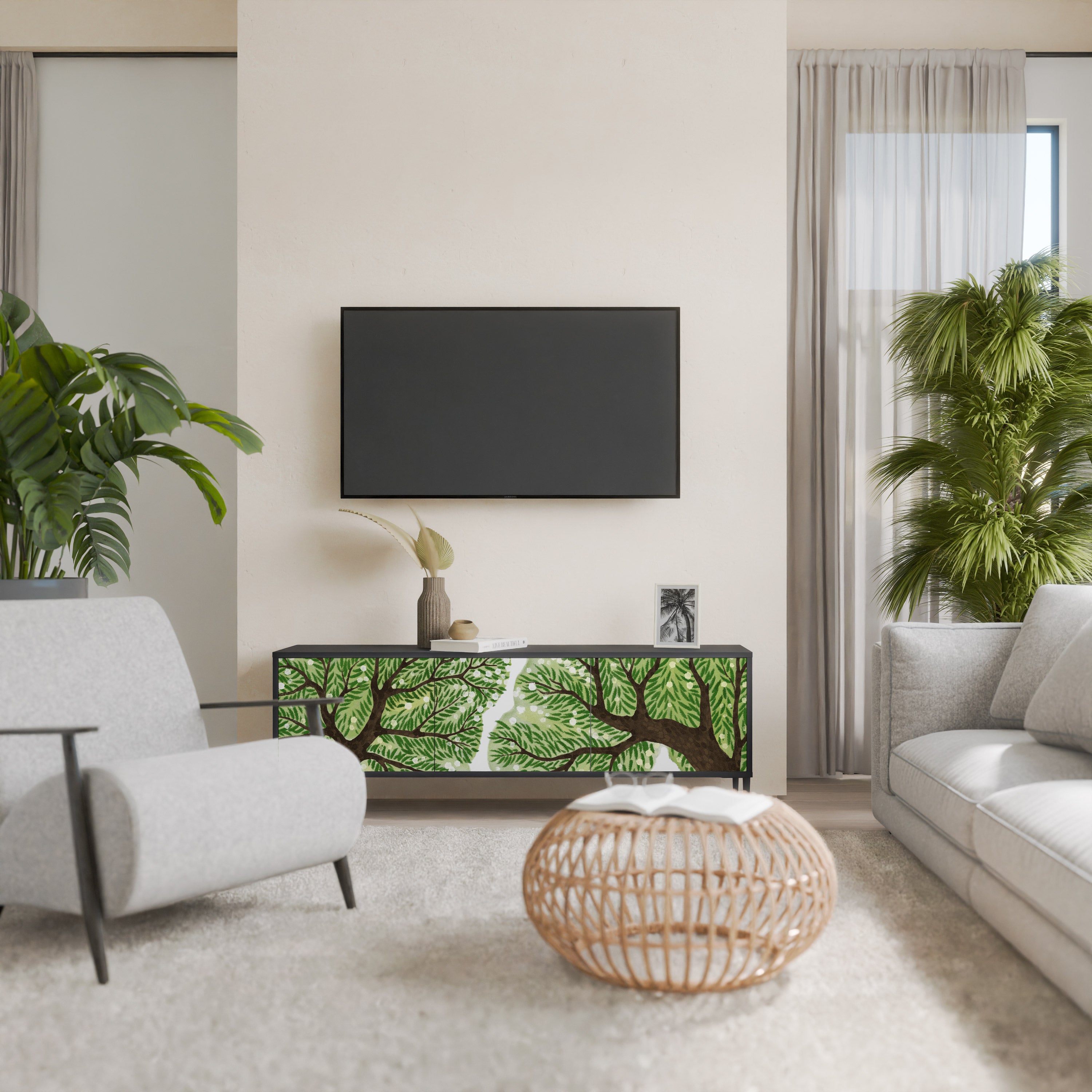 Mueble de TV WILDERNESS DASH de 3 puertas con acabado negro