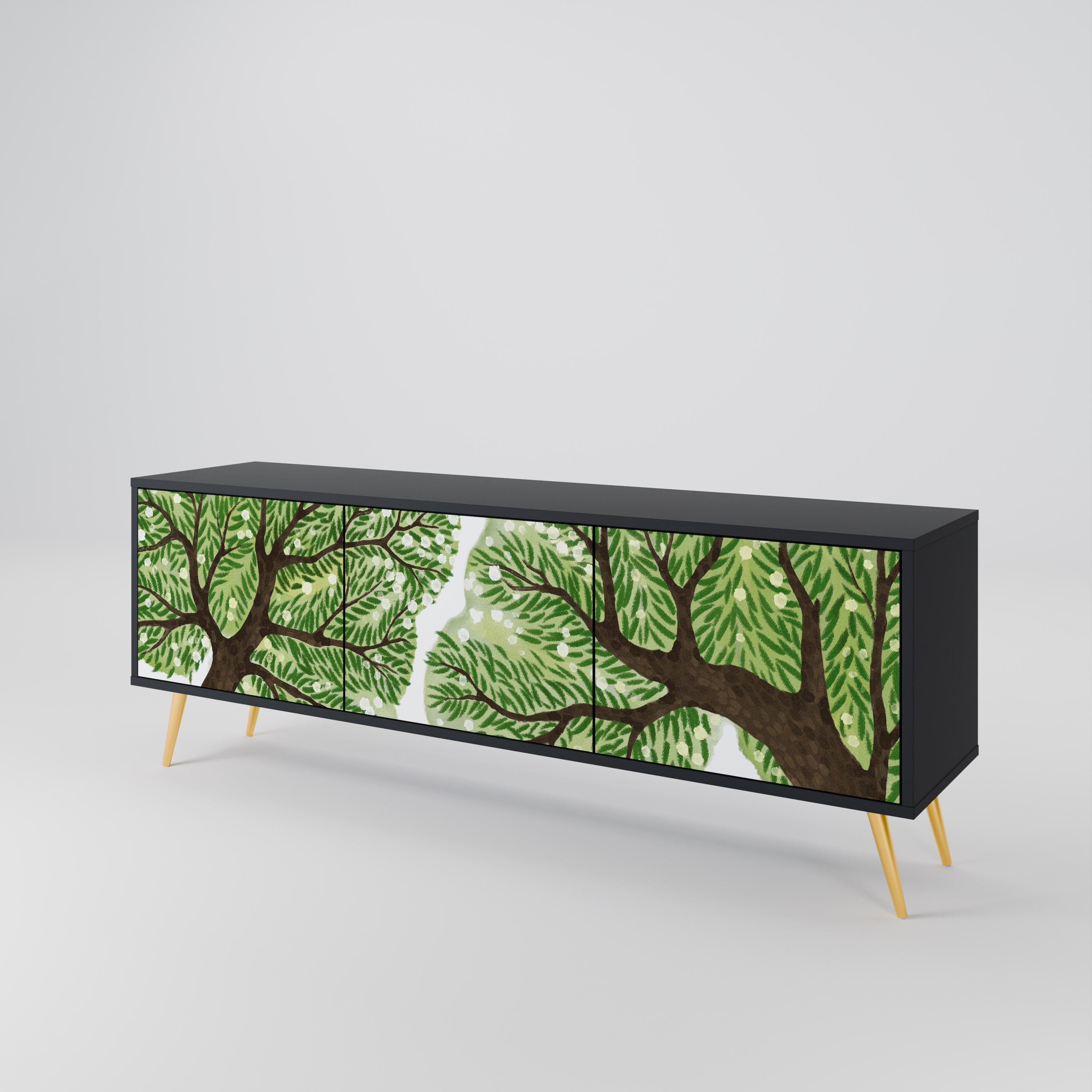Mueble de TV WILDERNESS DASH de 3 puertas con acabado negro