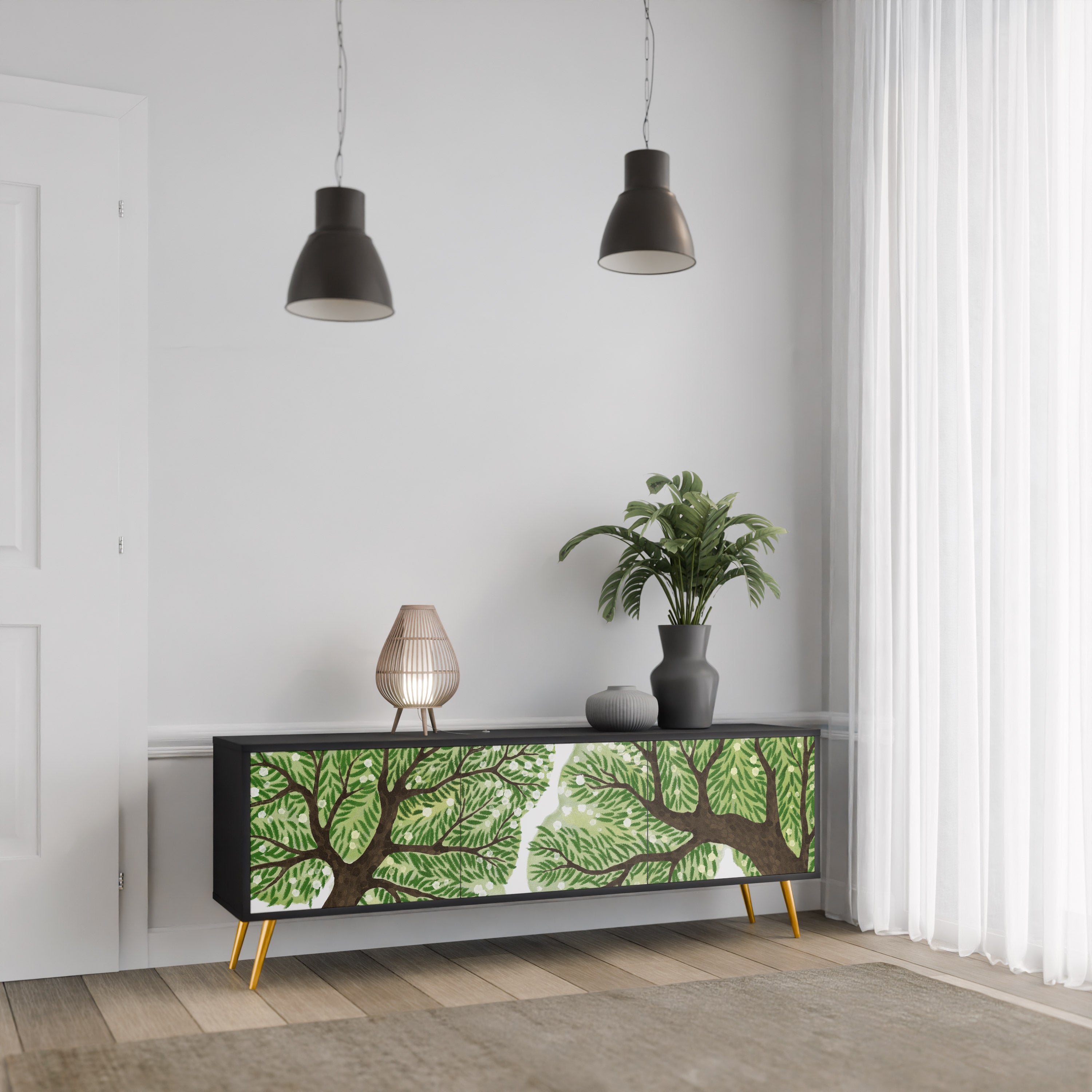 Mueble de TV WILDERNESS DASH de 3 puertas con acabado negro