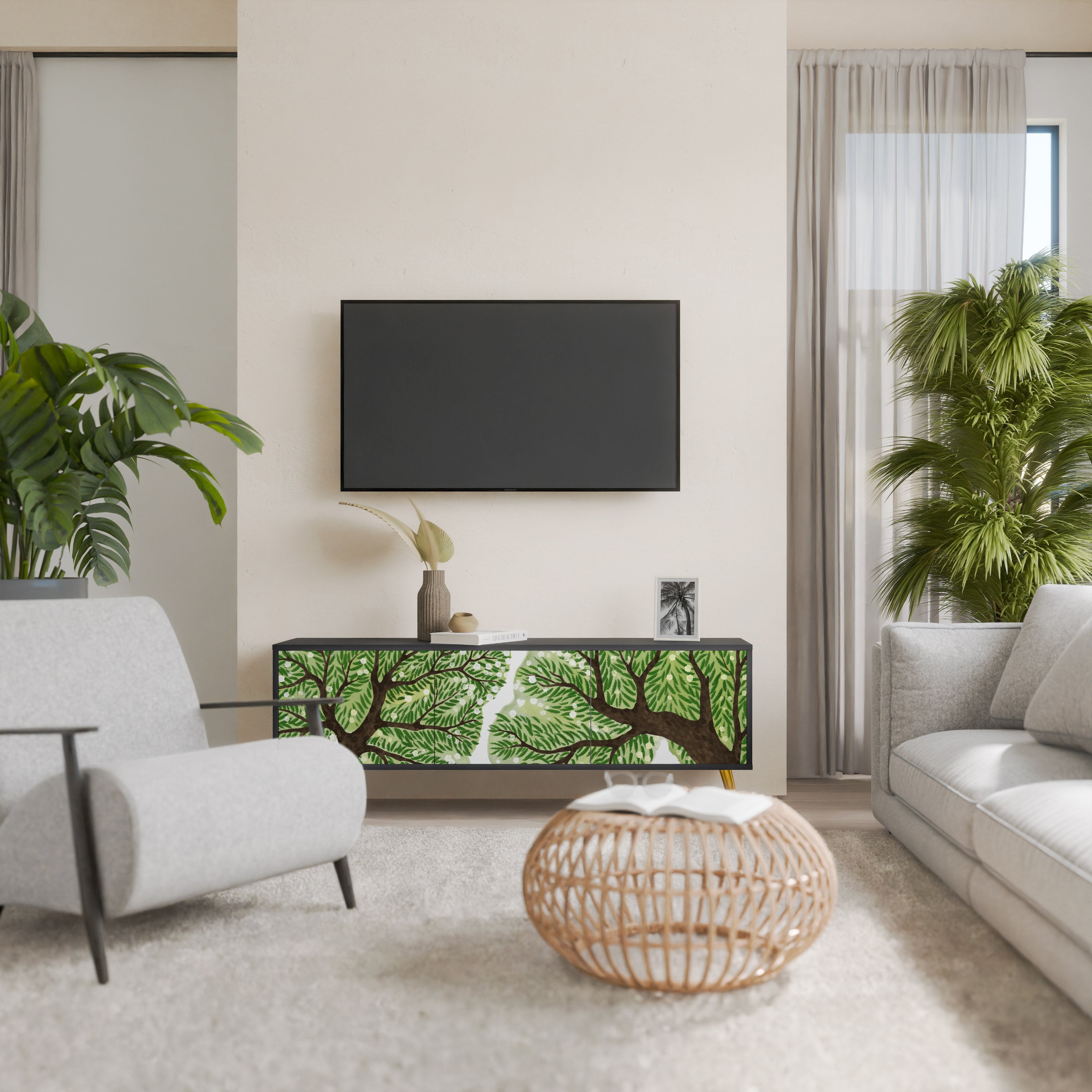 Mueble de TV WILDERNESS DASH de 3 puertas con acabado negro