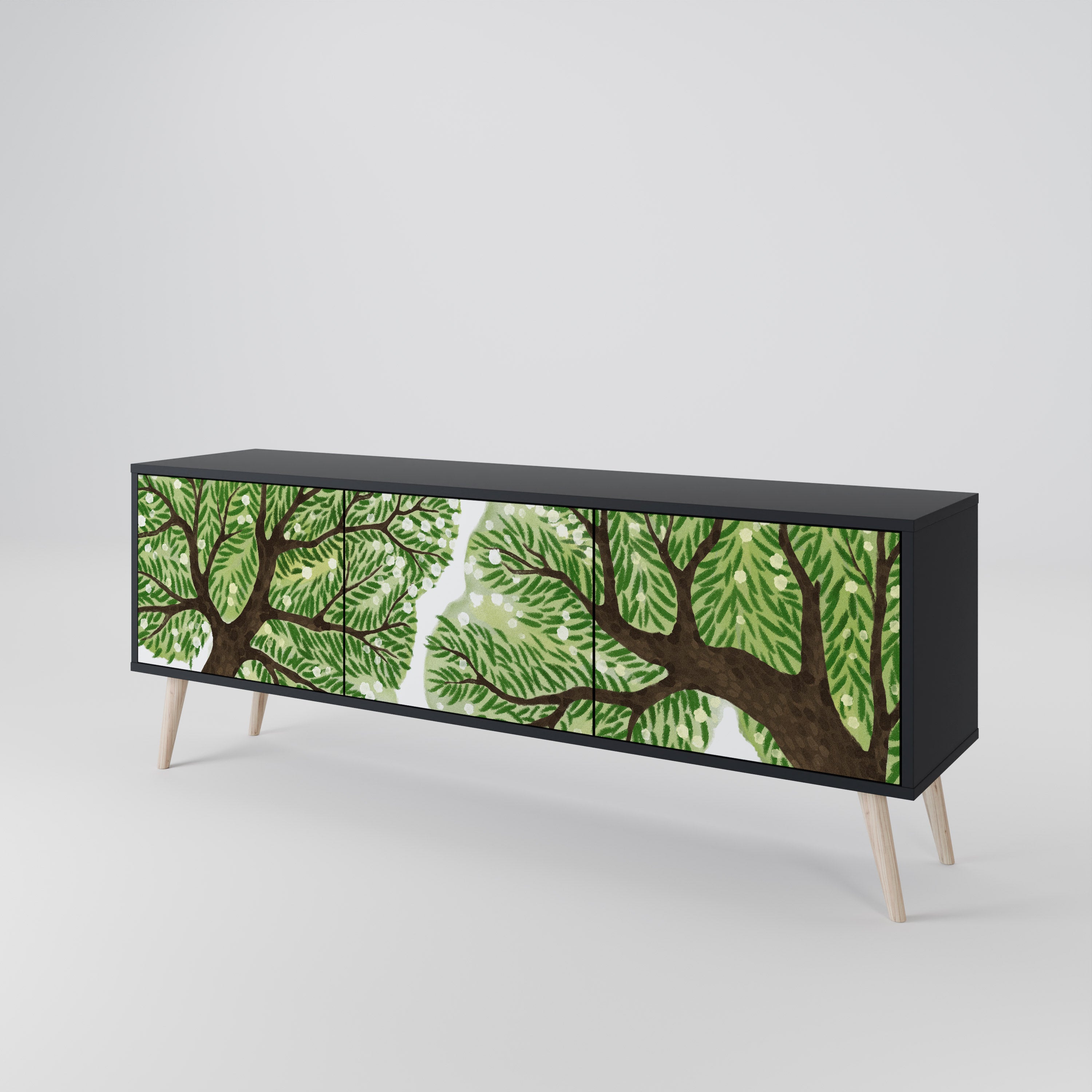 Mueble de TV WILDERNESS DASH de 3 puertas con acabado negro