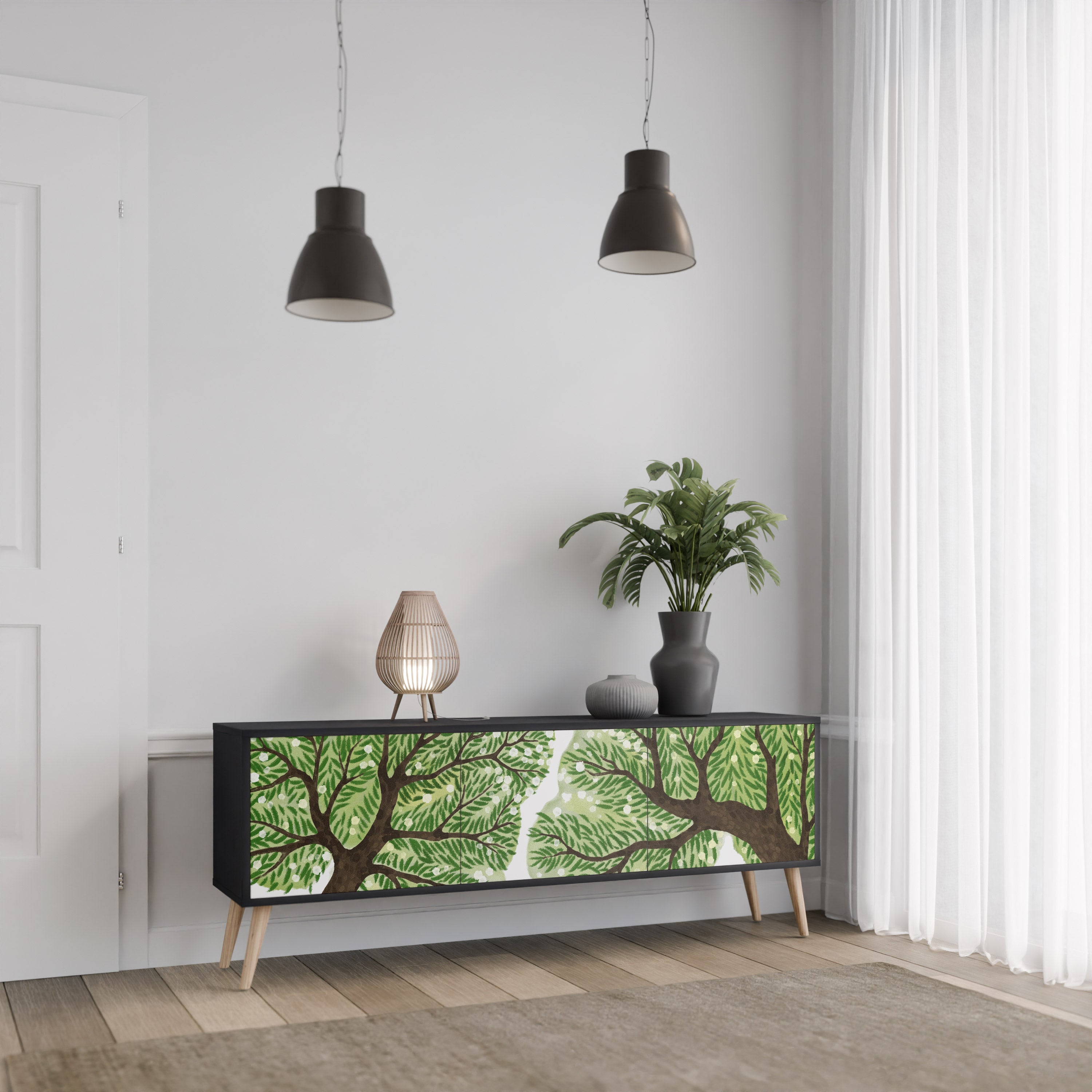 Mueble de TV WILDERNESS DASH de 3 puertas con acabado negro