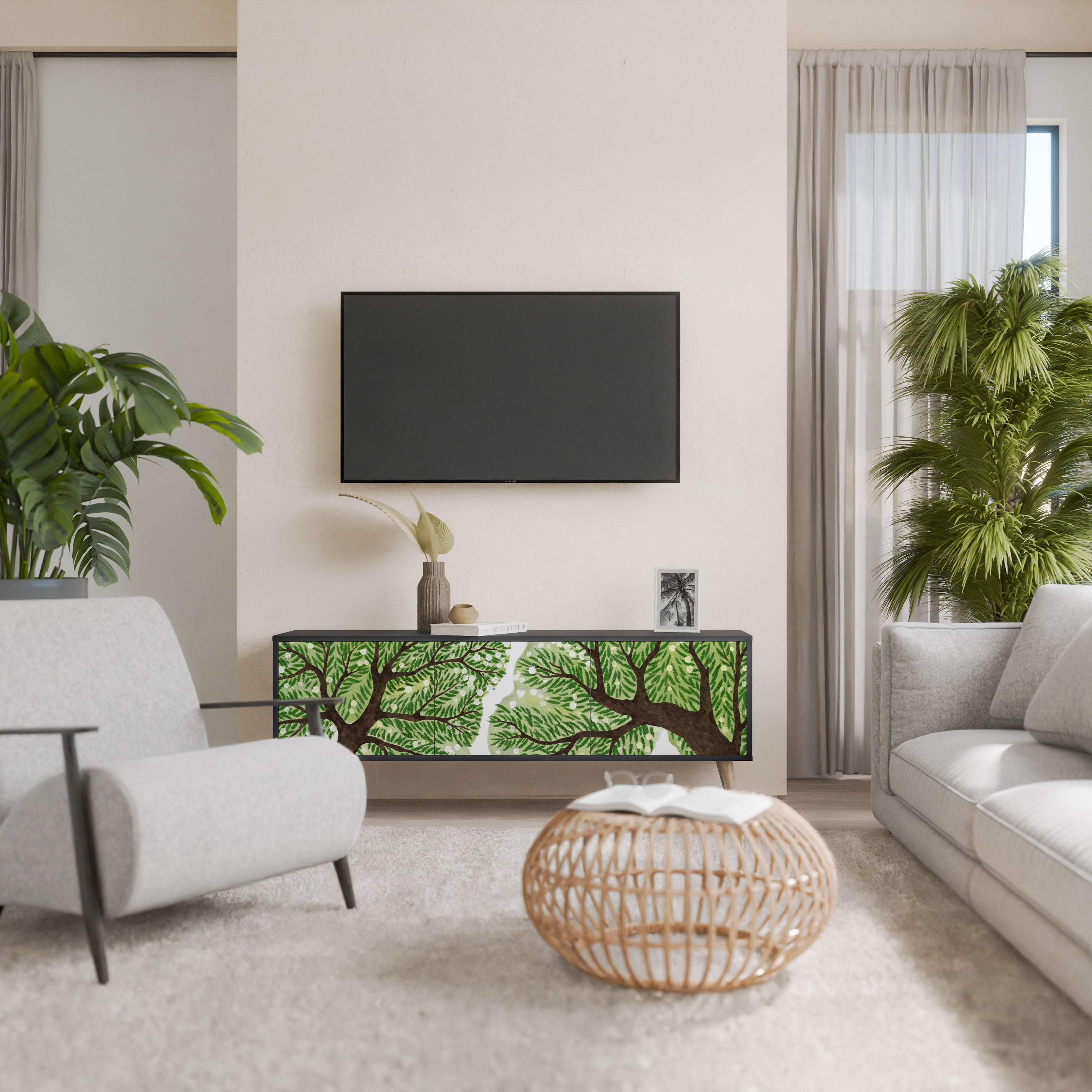 Mueble de TV WILDERNESS DASH de 3 puertas con acabado negro