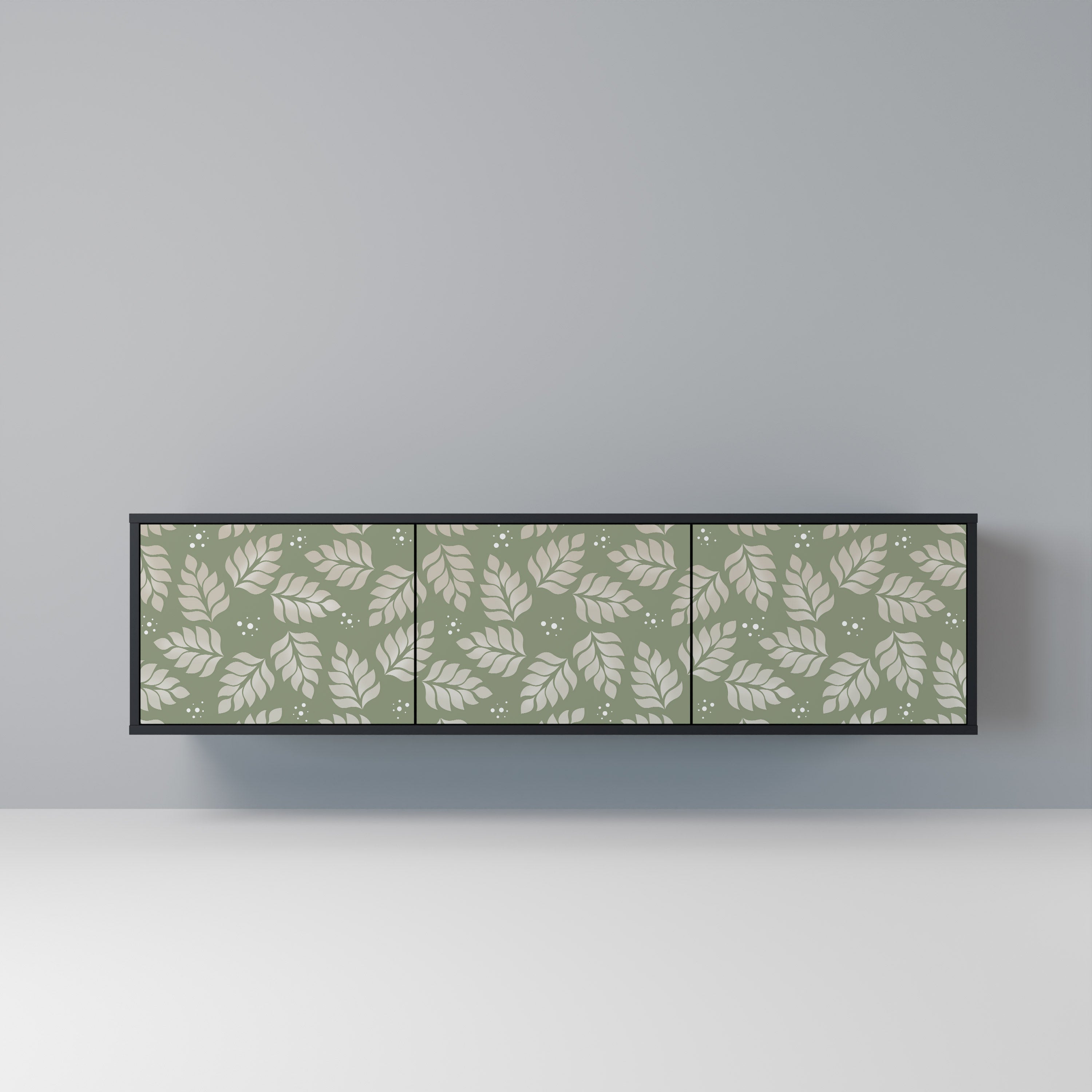 Mueble de TV de 3 puertas LEAVES ON GREEN con acabado negro