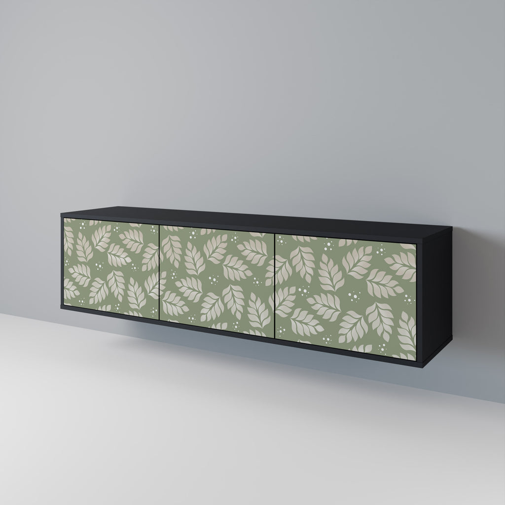 Mueble de TV de 3 puertas LEAVES ON GREEN con acabado negro