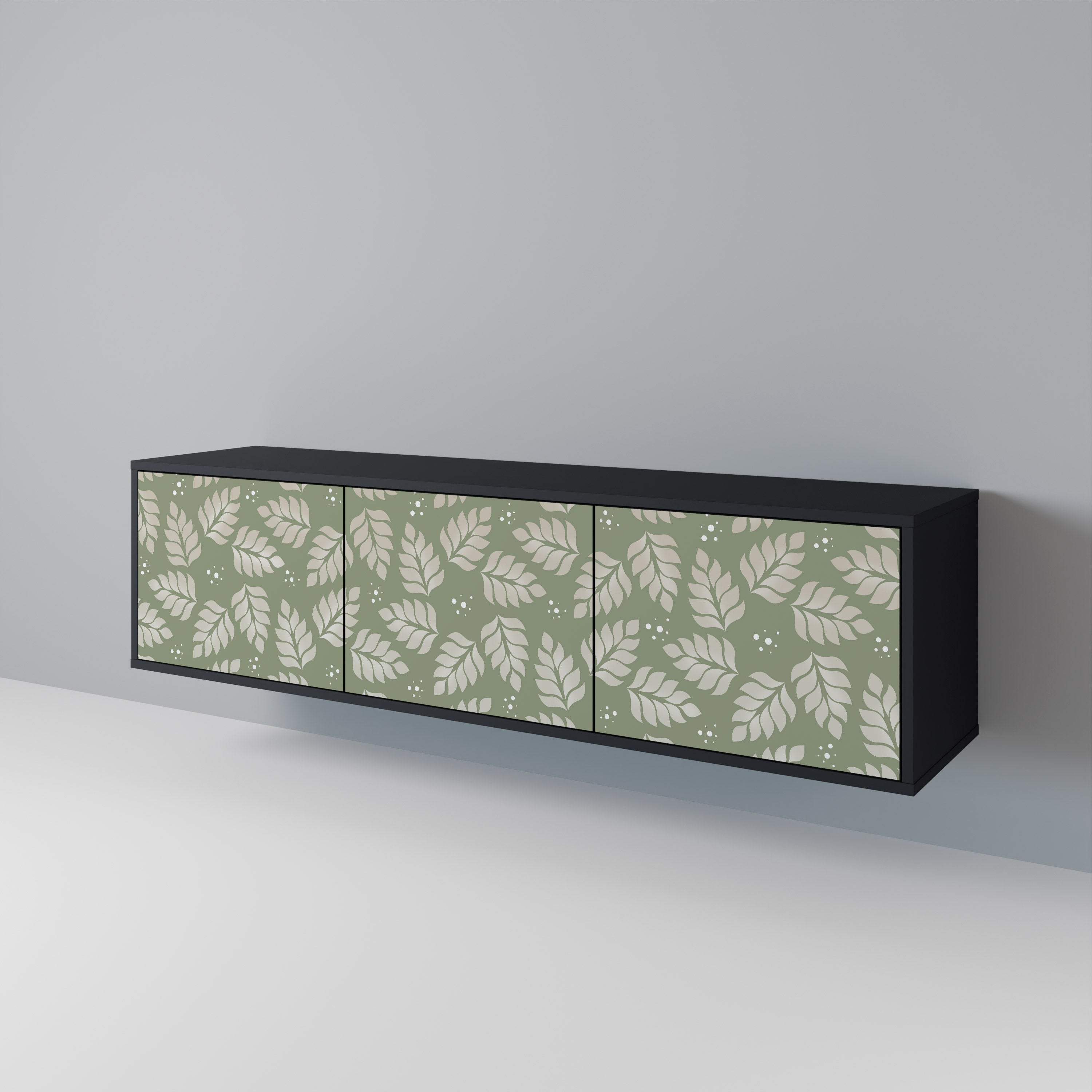 Mueble de TV de 3 puertas LEAVES ON GREEN con acabado negro