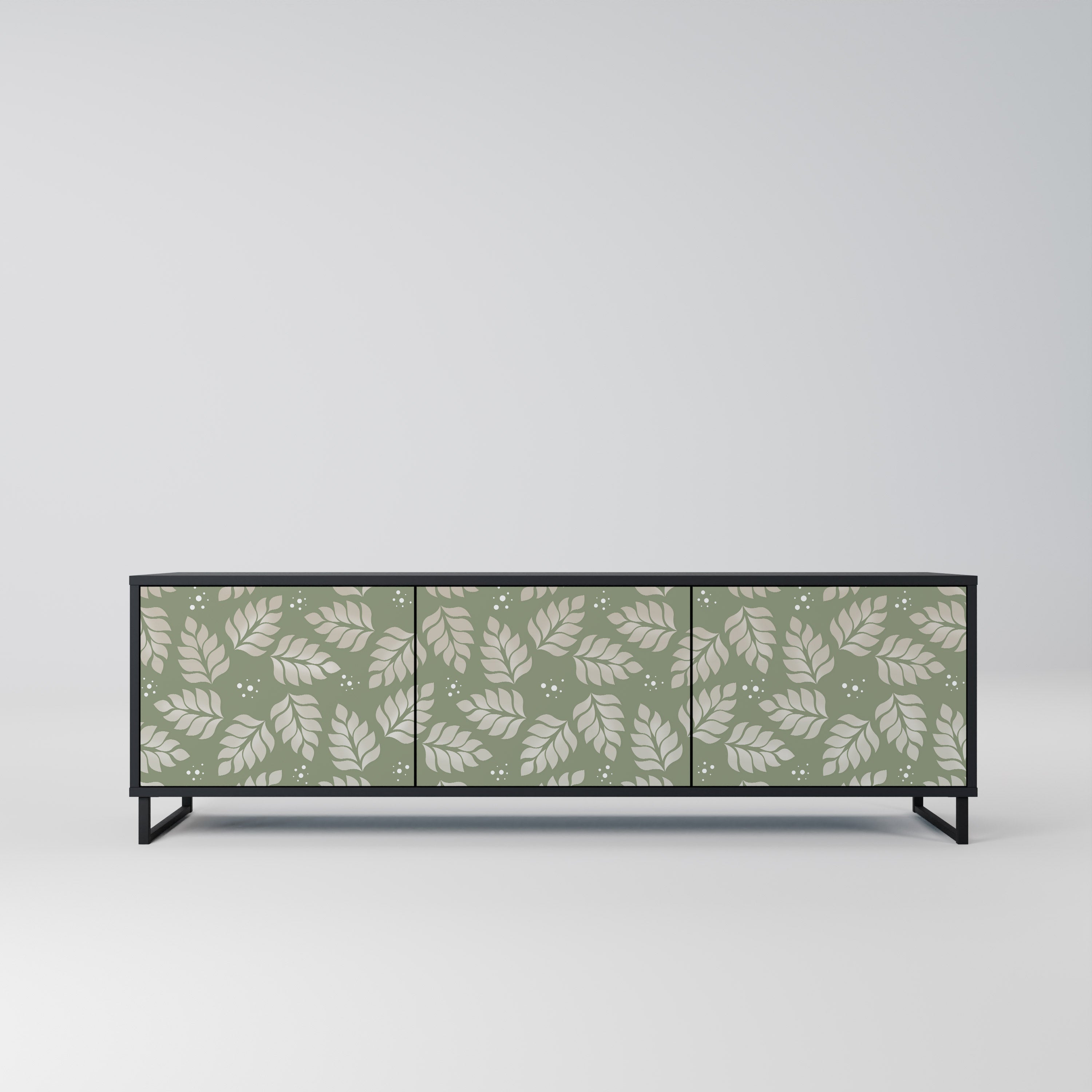 Mueble de TV de 3 puertas LEAVES ON GREEN con acabado negro