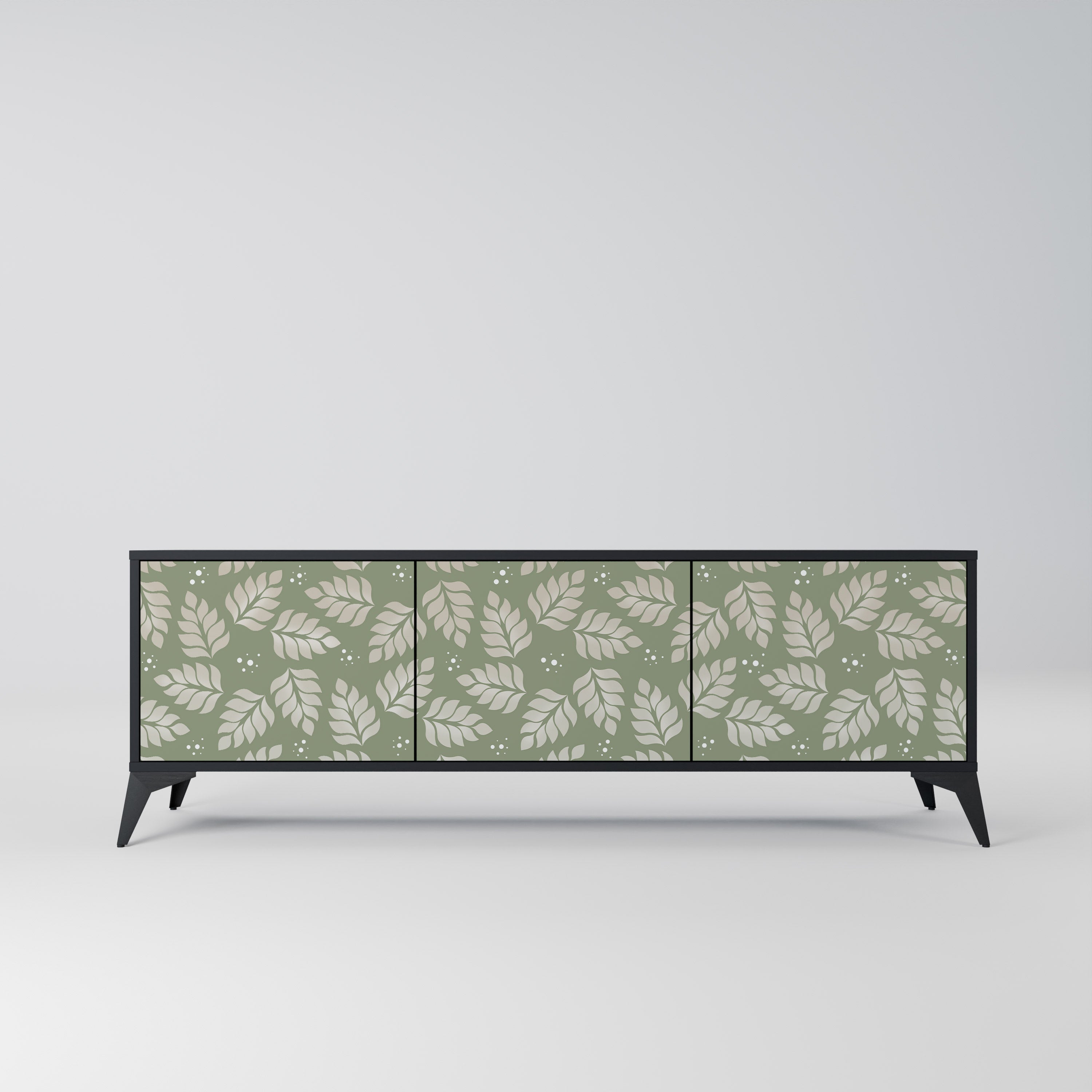 Mueble de TV de 3 puertas LEAVES ON GREEN con acabado negro
