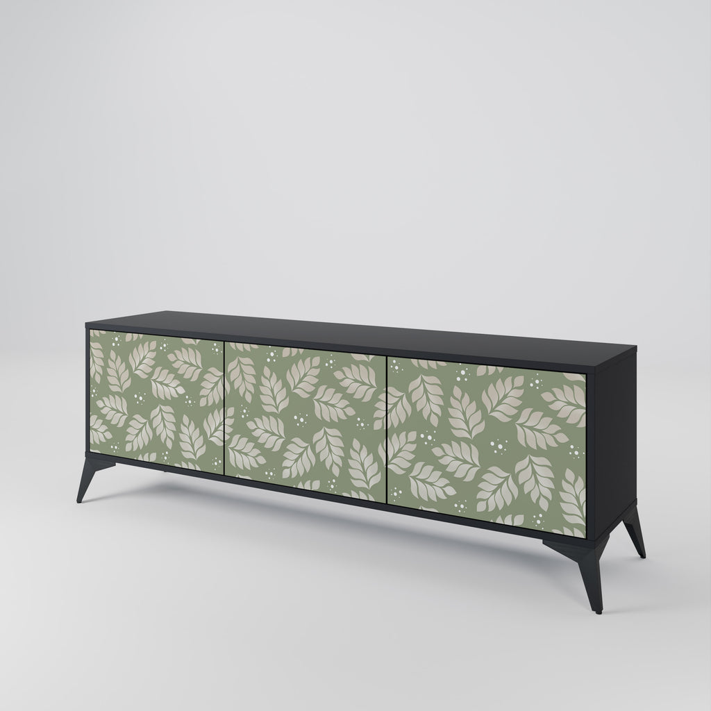 Mueble de TV de 3 puertas LEAVES ON GREEN con acabado negro