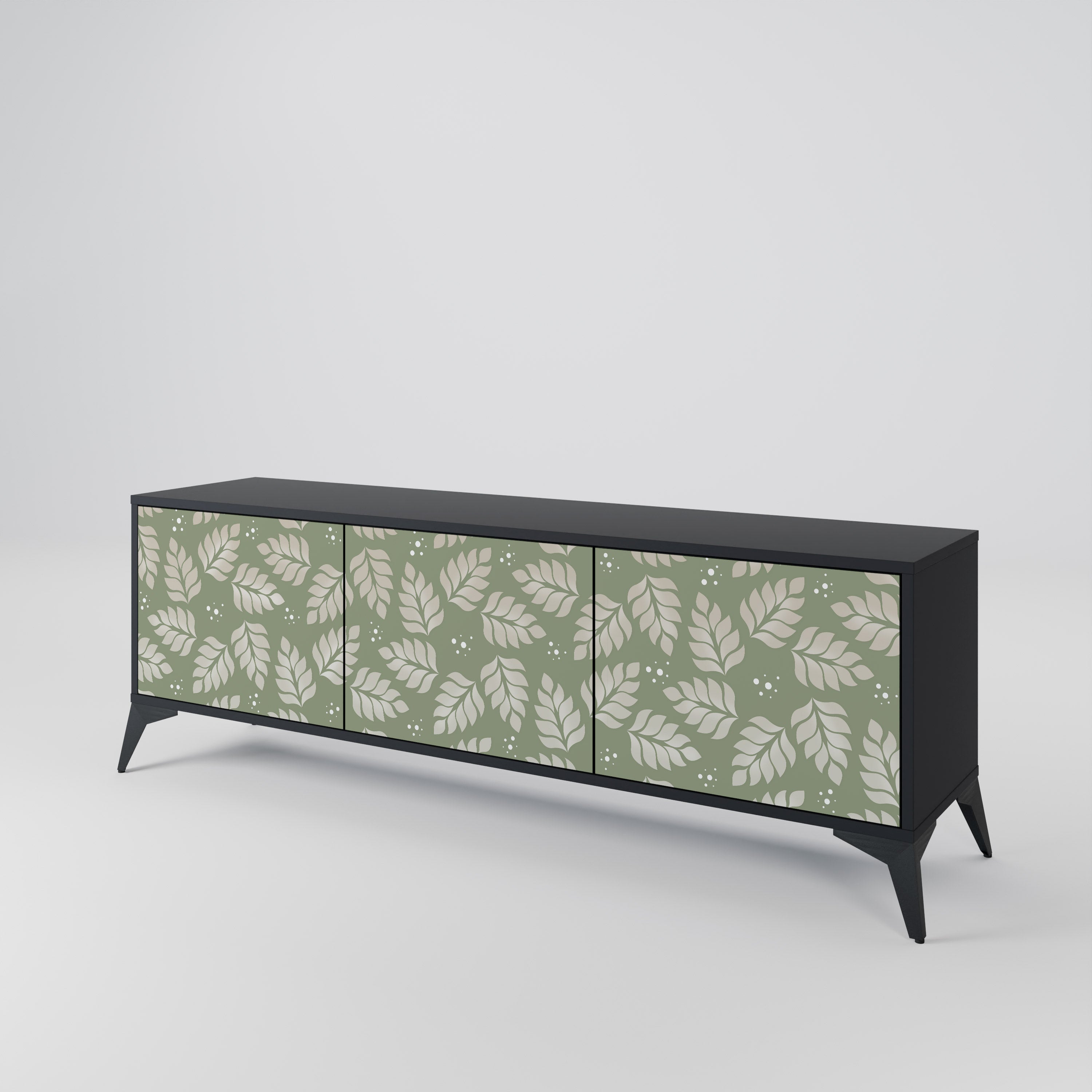 Mueble de TV de 3 puertas LEAVES ON GREEN con acabado negro