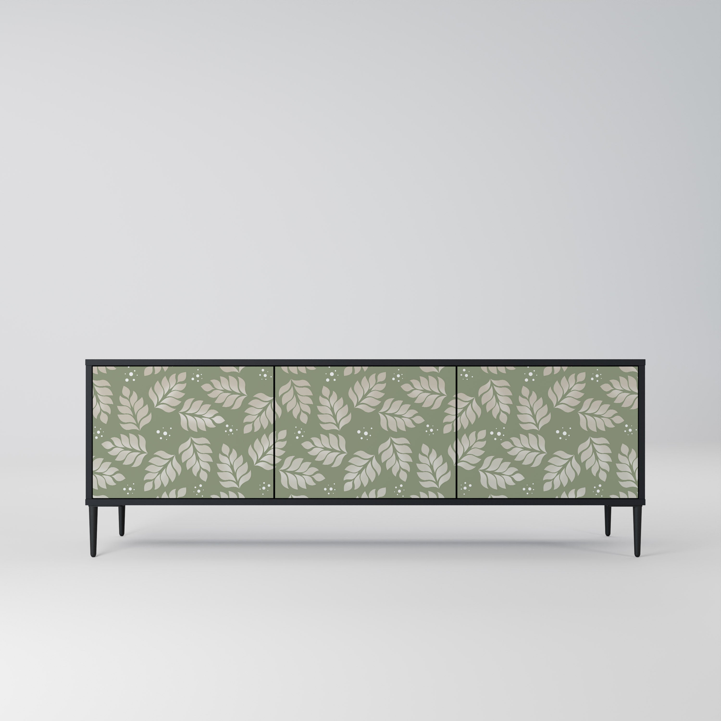 Mueble de TV de 3 puertas LEAVES ON GREEN con acabado negro