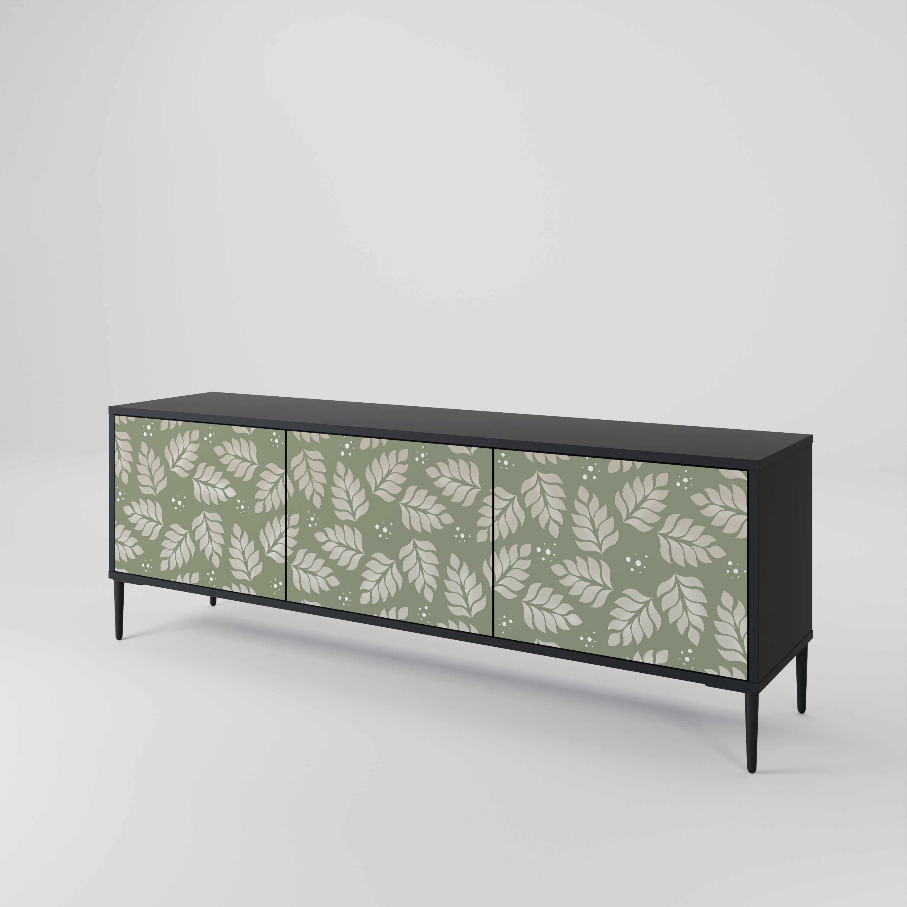 Mueble de TV de 3 puertas LEAVES ON GREEN con acabado negro