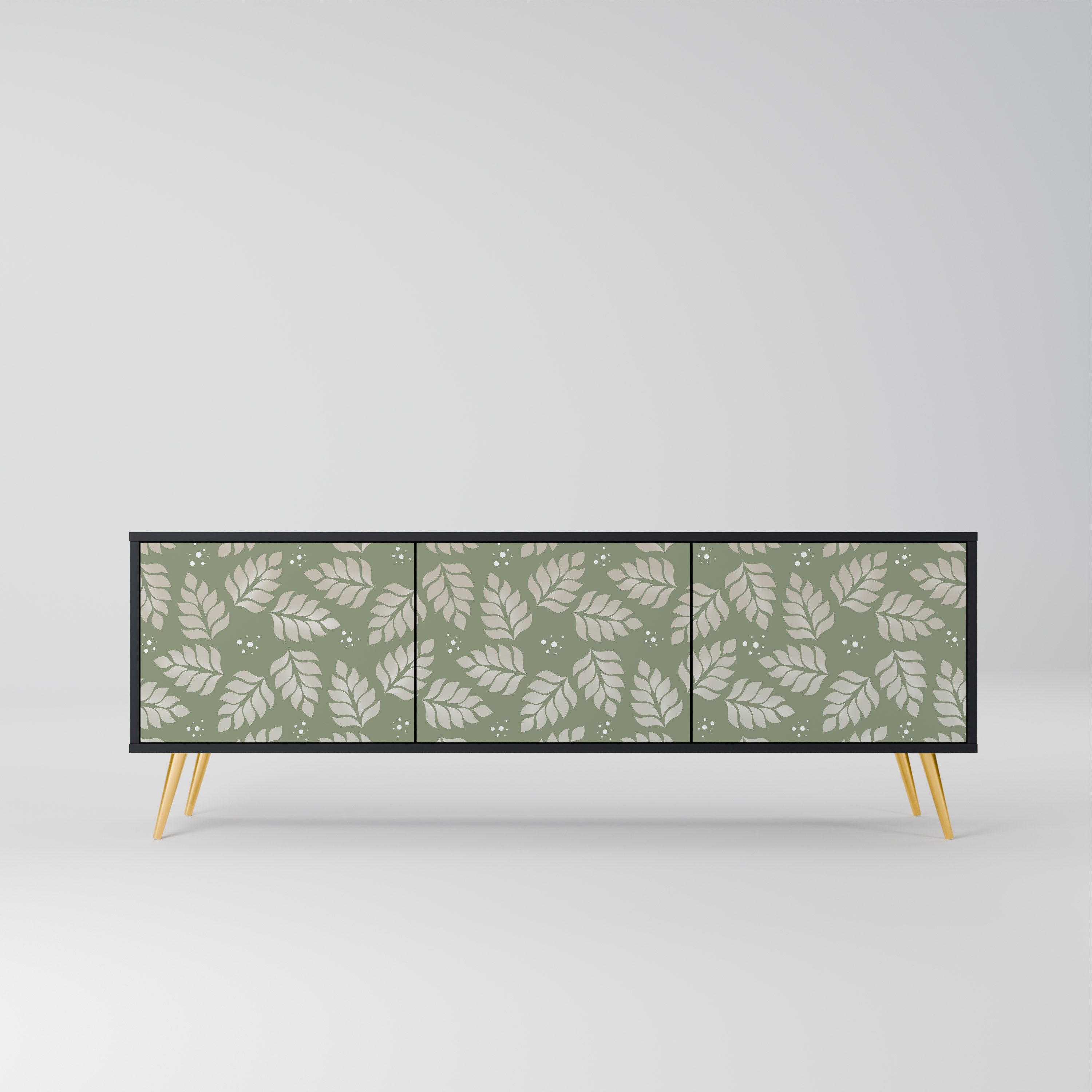 Mueble de TV de 3 puertas LEAVES ON GREEN con acabado negro