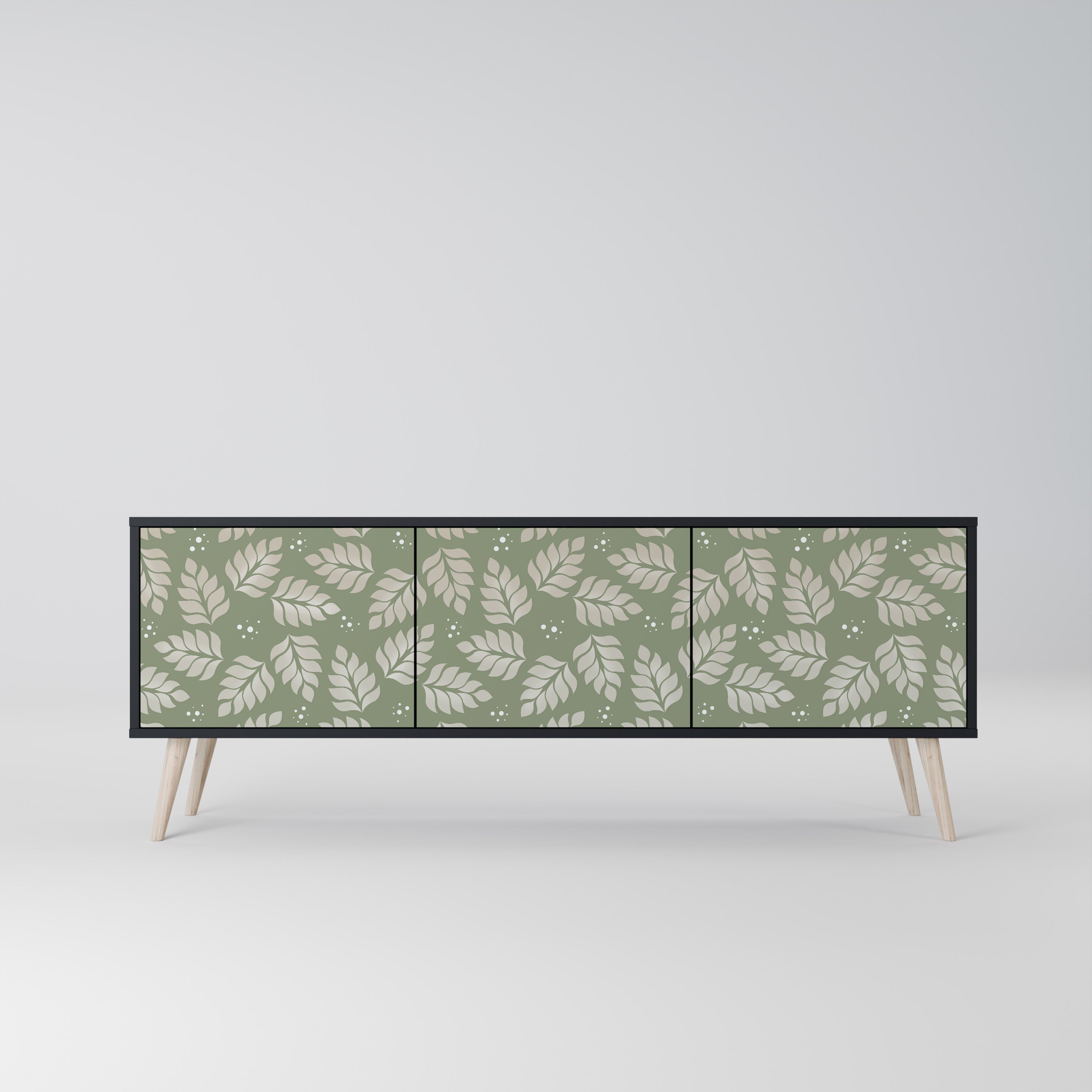 Mueble de TV de 3 puertas LEAVES ON GREEN con acabado negro
