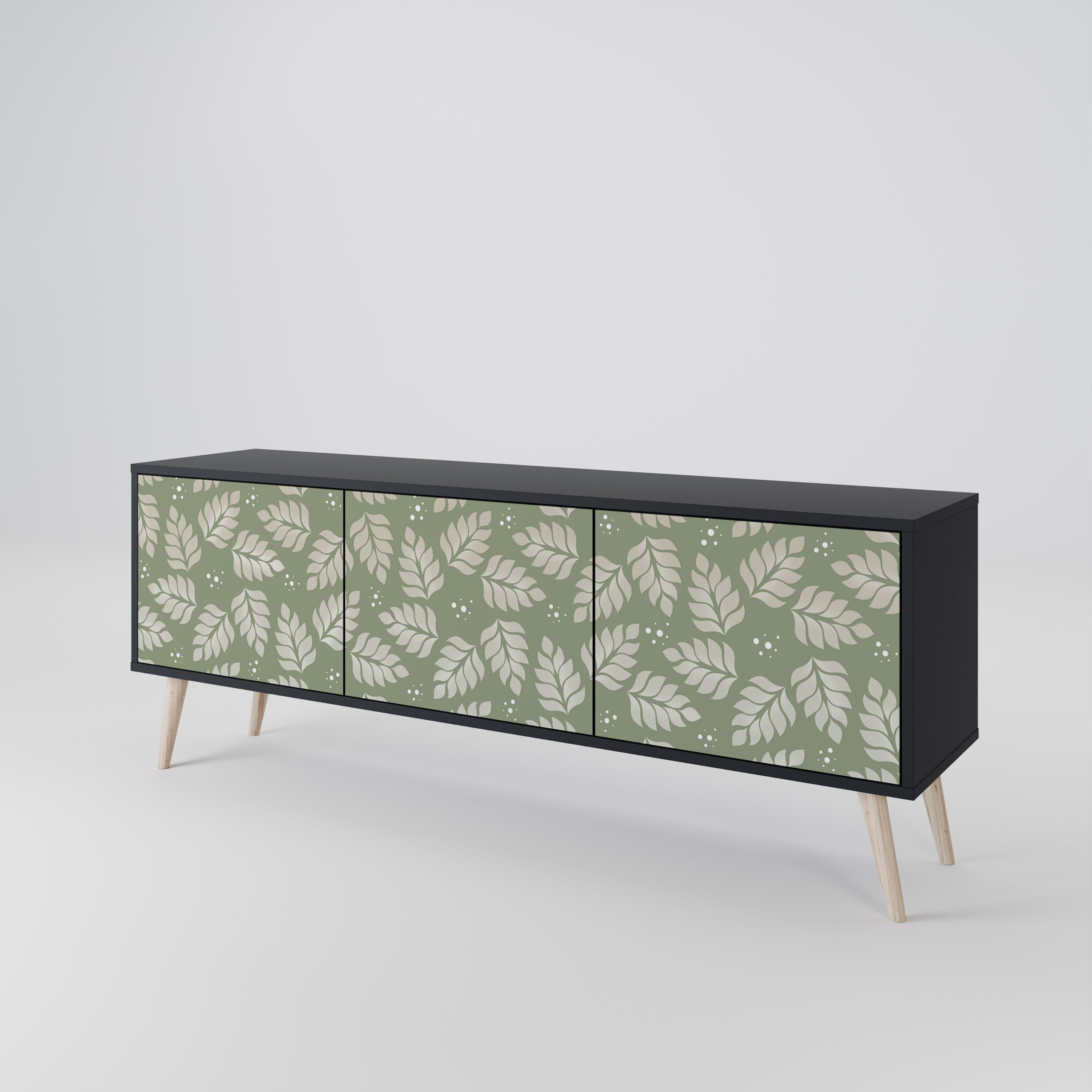 Mueble de TV de 3 puertas LEAVES ON GREEN con acabado negro