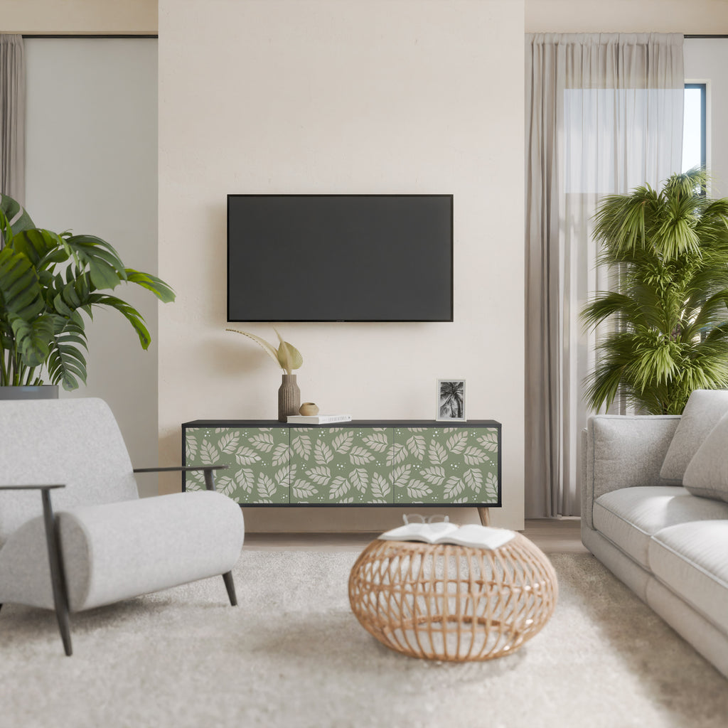 Mueble de TV de 3 puertas LEAVES ON GREEN con acabado negro