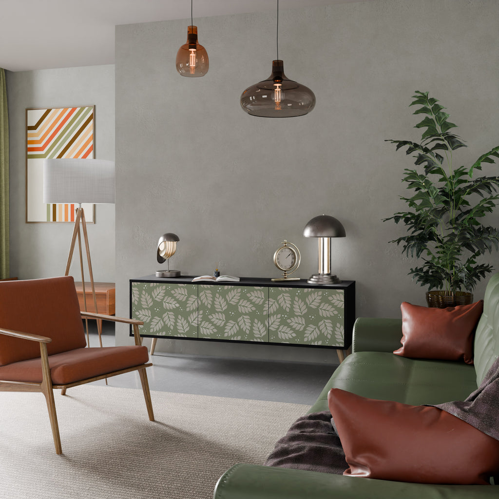 Mueble de TV de 3 puertas LEAVES ON GREEN con acabado negro