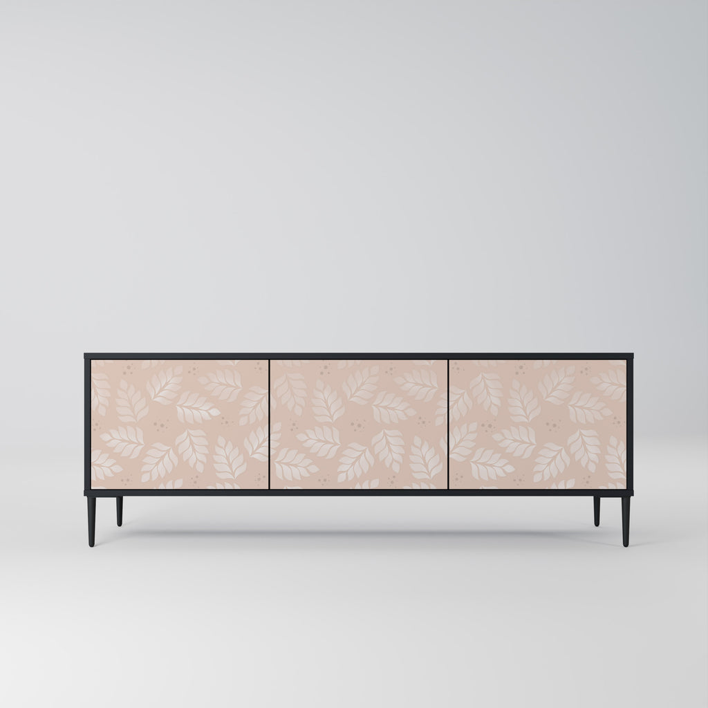 Mueble de TV de 3 puertas LEAVES ON BEIGE con acabado negro