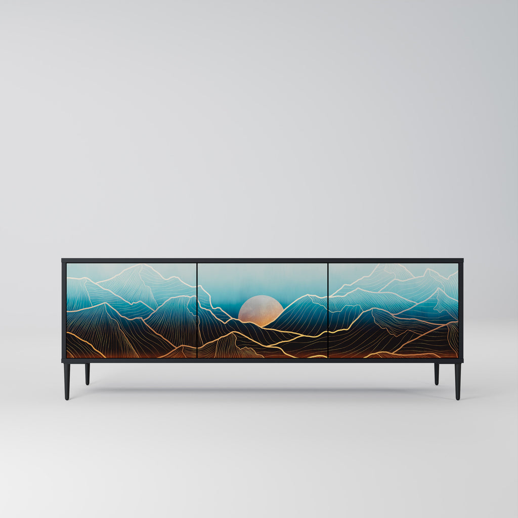 Mueble de TV de 3 puertas LUNAR SECRETS en acabado negro